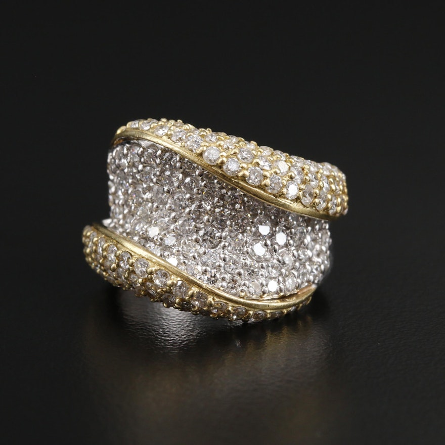 Platinum 3.09 CTW Diamond Ring with 18K Yellow Gold Accent