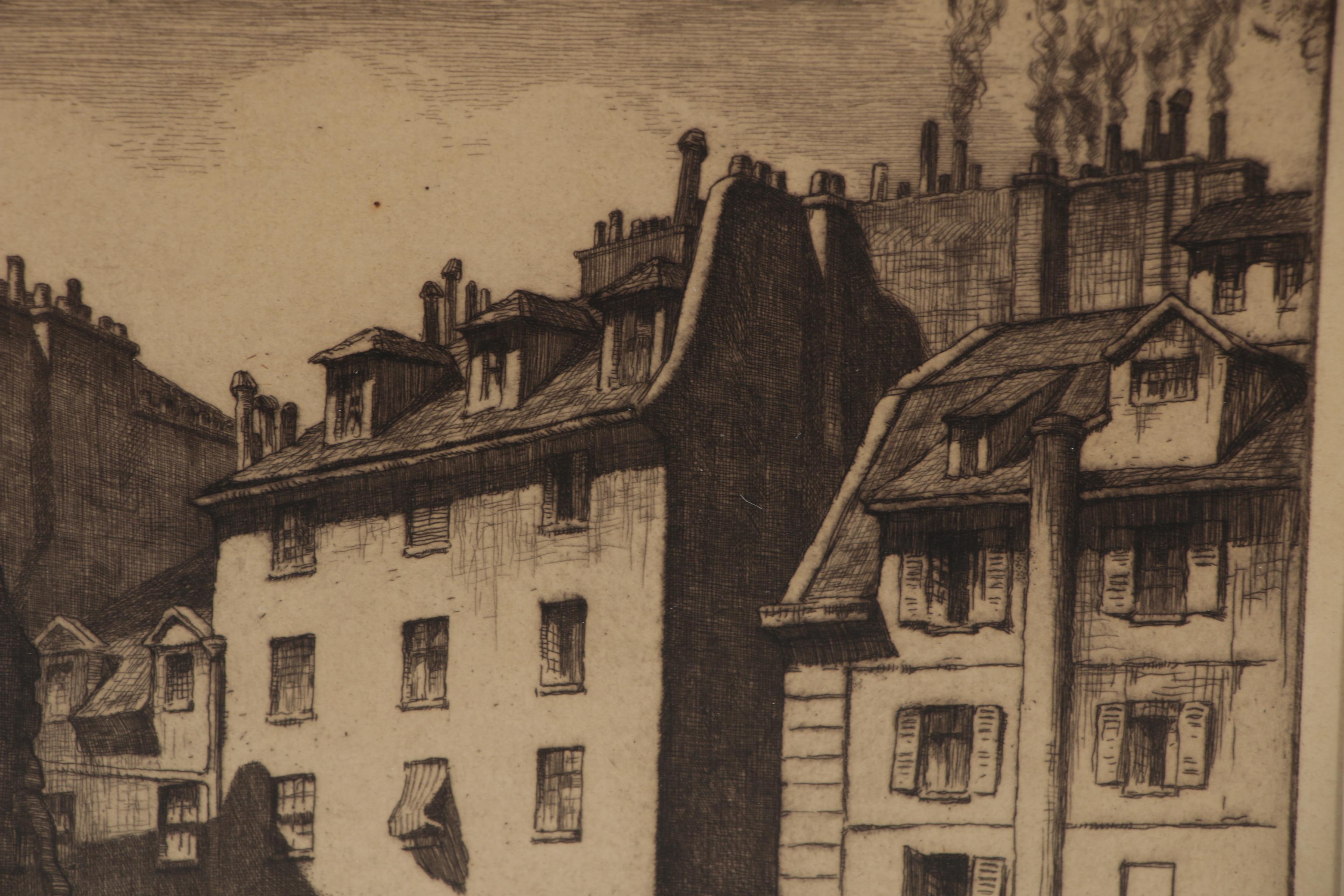 Stanley Anderson Etching "Paris Tenements", 1915