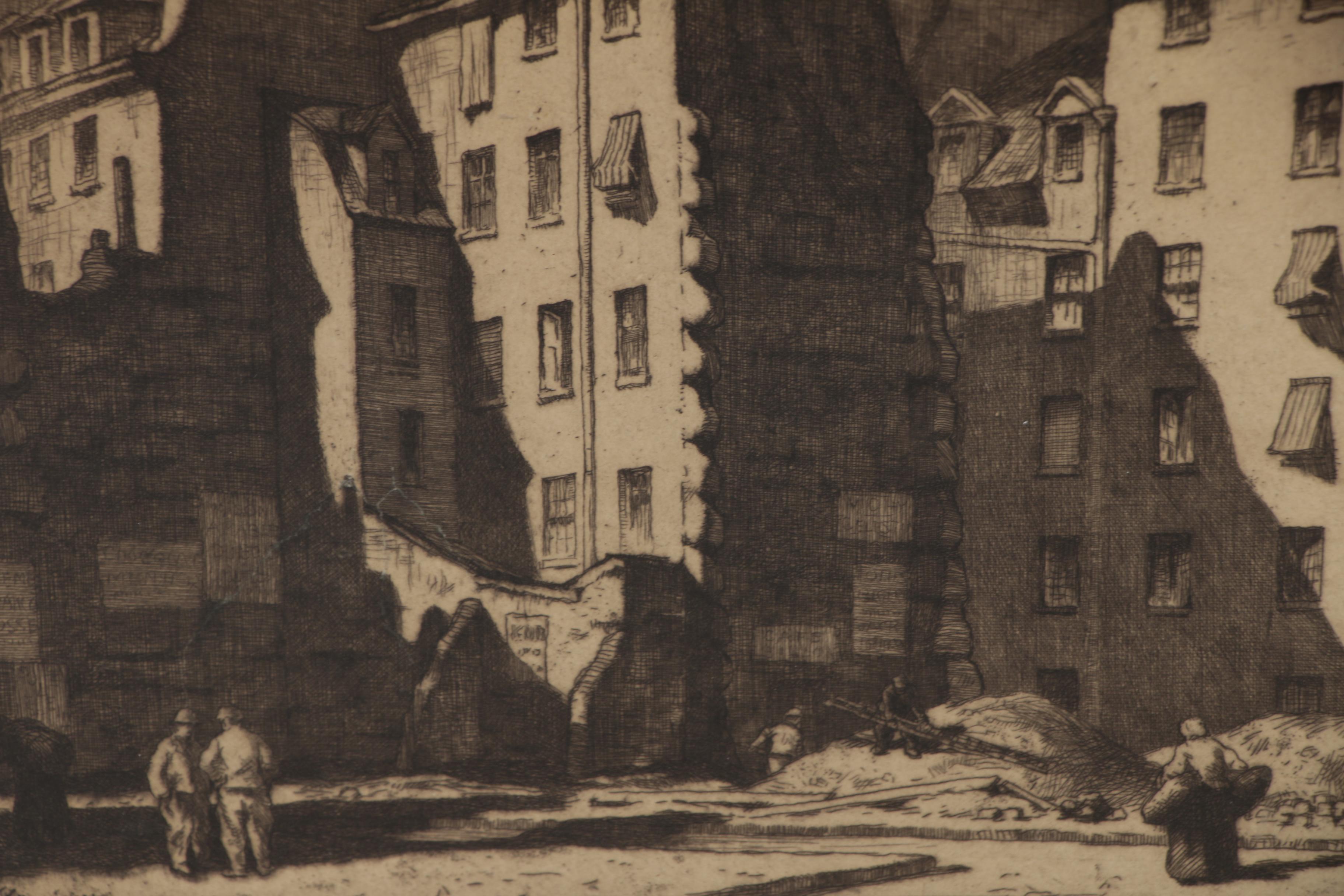 Stanley Anderson Etching "Paris Tenements", 1915