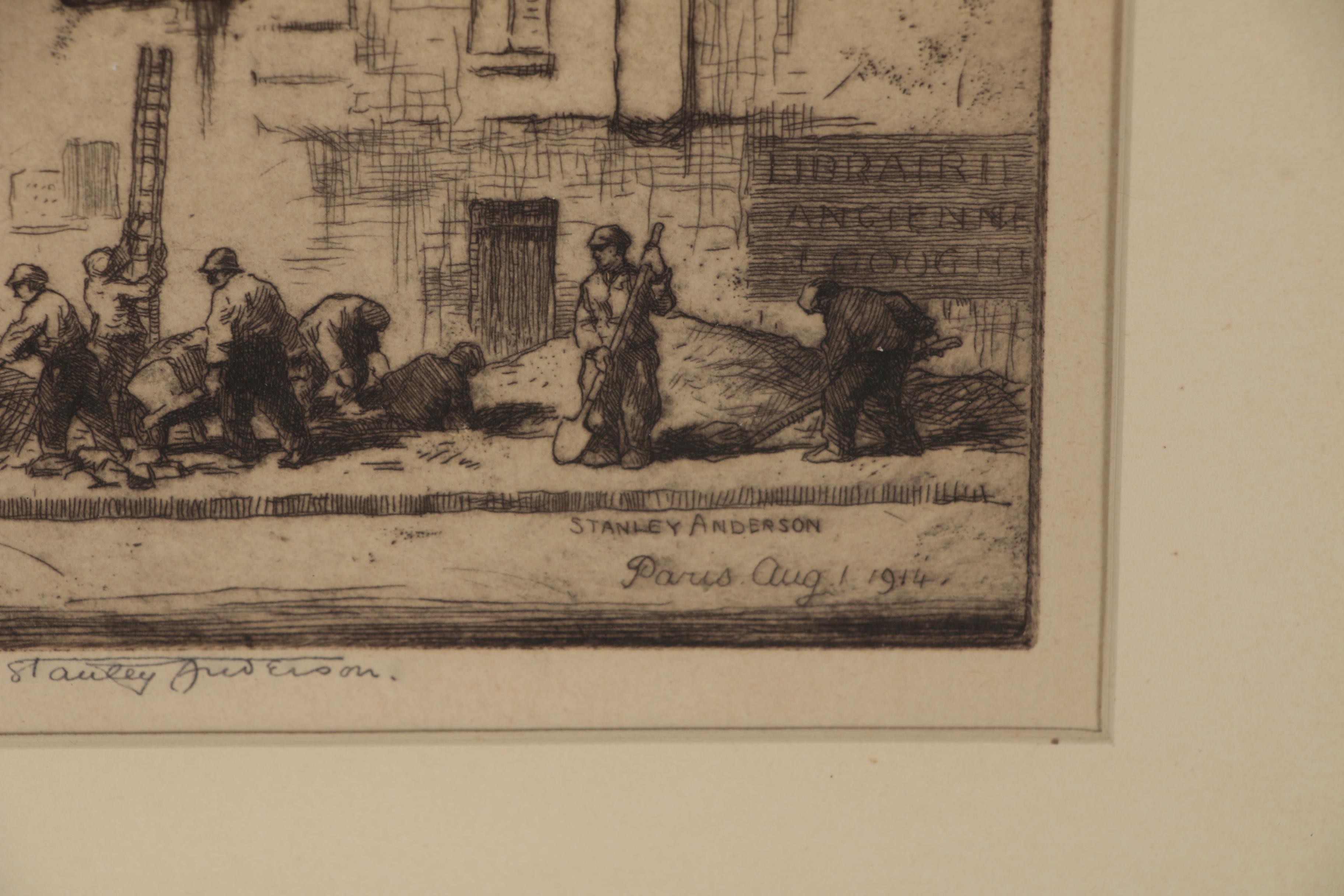 Stanley Anderson Etching "Paris Tenements", 1915