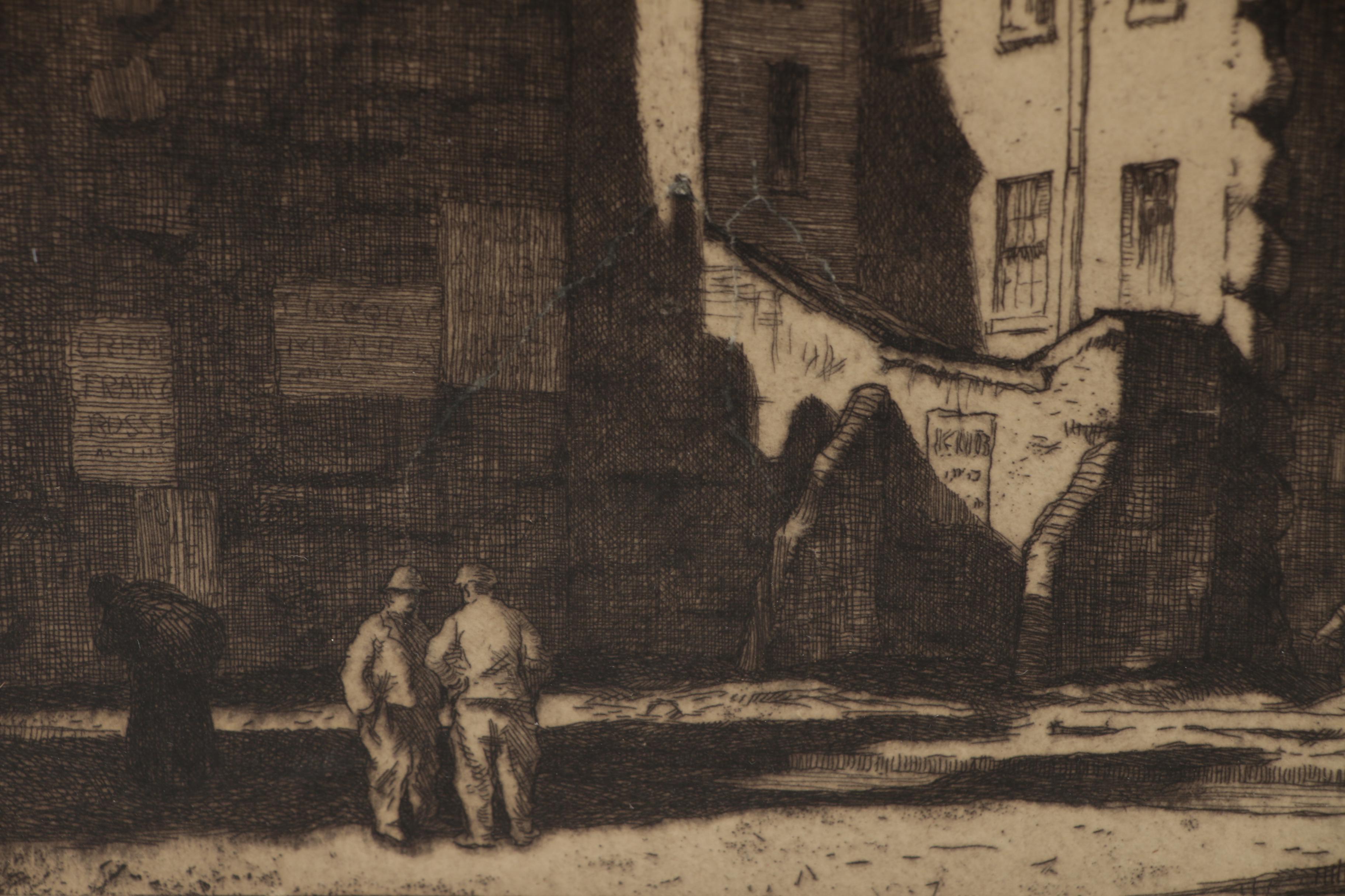 Stanley Anderson Etching "Paris Tenements", 1915