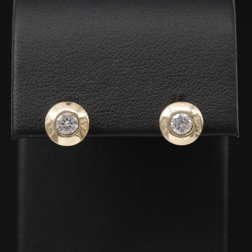 14K Yellow Gold 0.36 CTW Diamond Bezel Stud Earrings