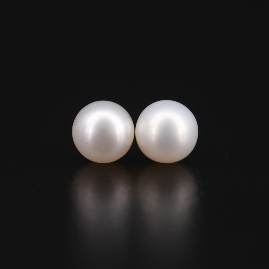 18K Yellow Gold Pearl Stud Earrings