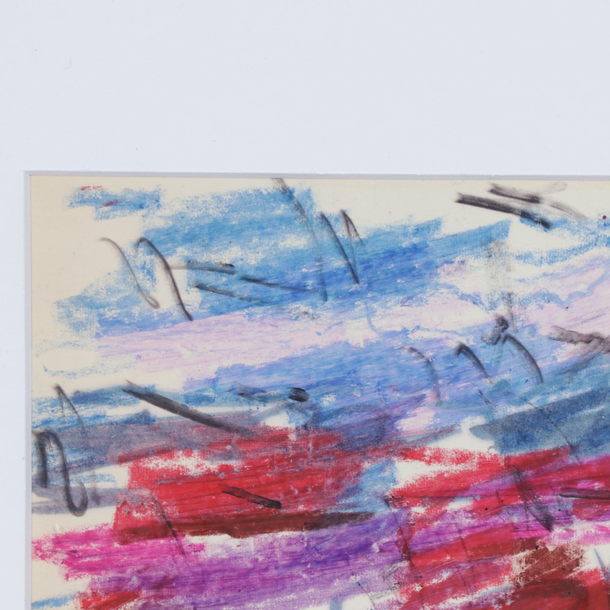 Paul Chidlaw Abstract Oil Pastel Drawing