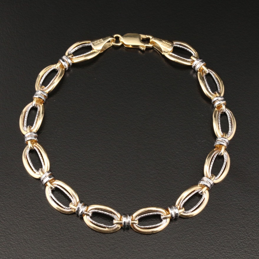 14K Yellow and White Gold Link Bracelet