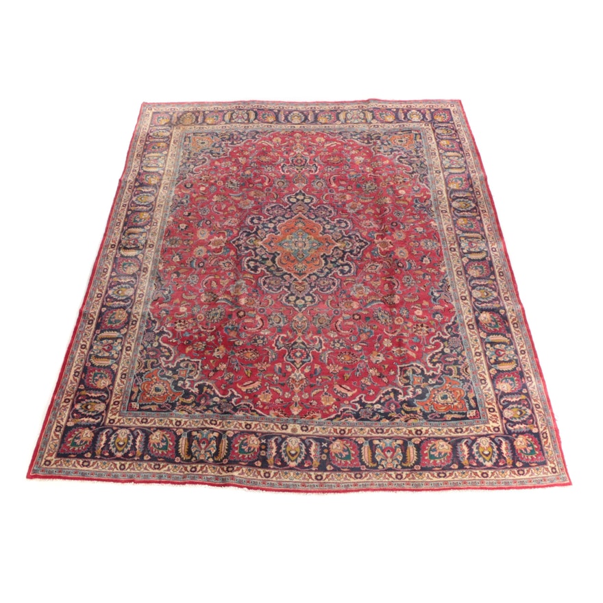 9'6 x 12'7 Hand-Knotted Persian Kerman Wool Room Sized Rug