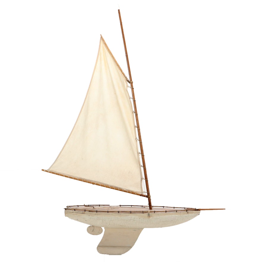 Handcrafted Model Sailboat, Vintage