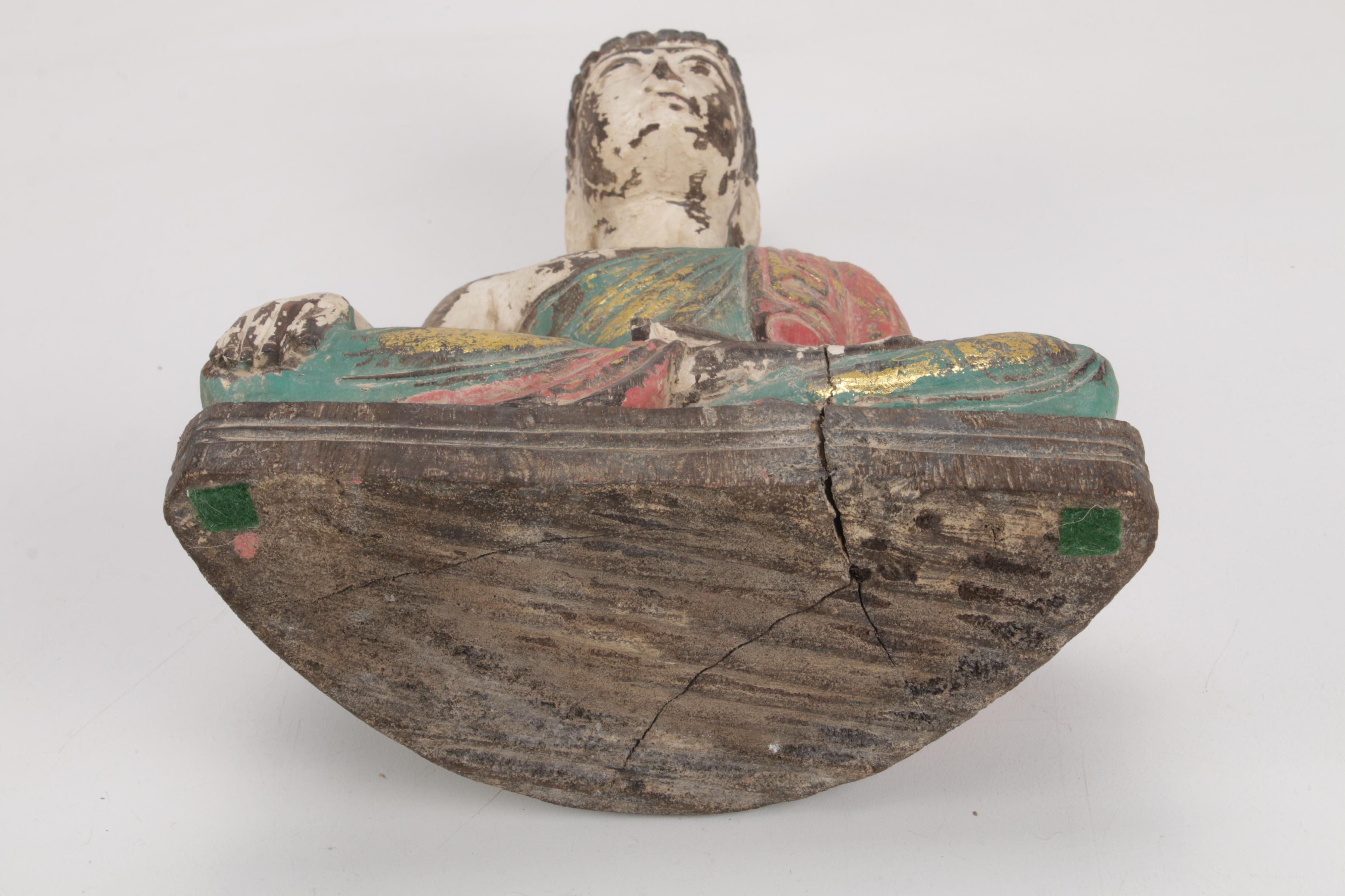 Vintage Thai Seated Buddha Carved Wooden Sculpture, 1960s