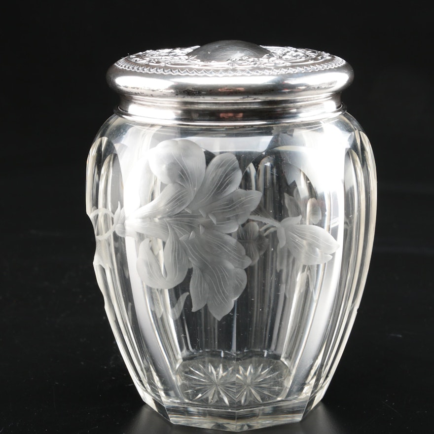 Alvin Manufacturing Co. Sterling Silver Lidded Etched Jar