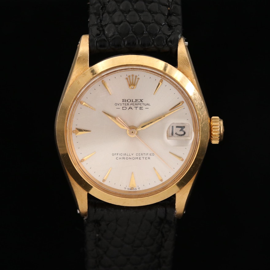 Rolex Date Mid-Size 18K Gold Automatic Wristwatch, 1964