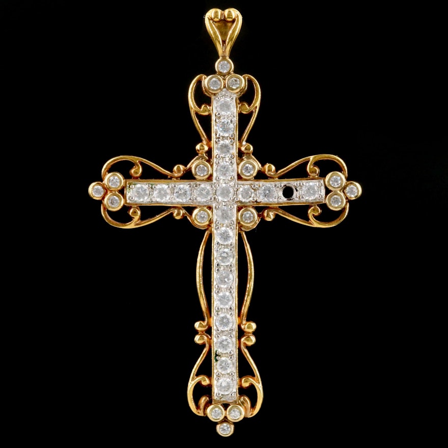 Sterling Silver Cubic Zirconia Cross Pendant