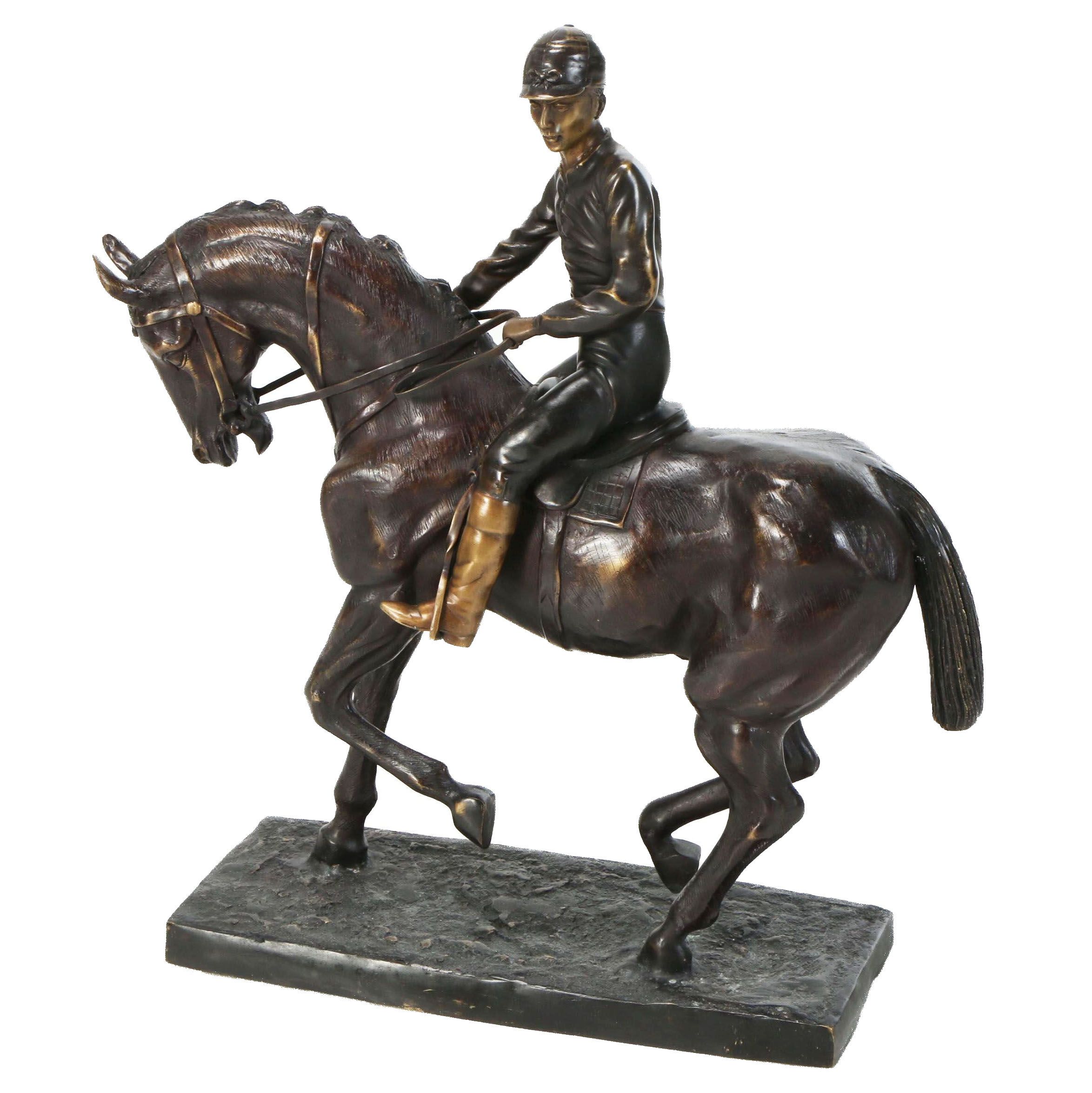 Cold Cast Bronze Sculpture of Horse and Jockey
