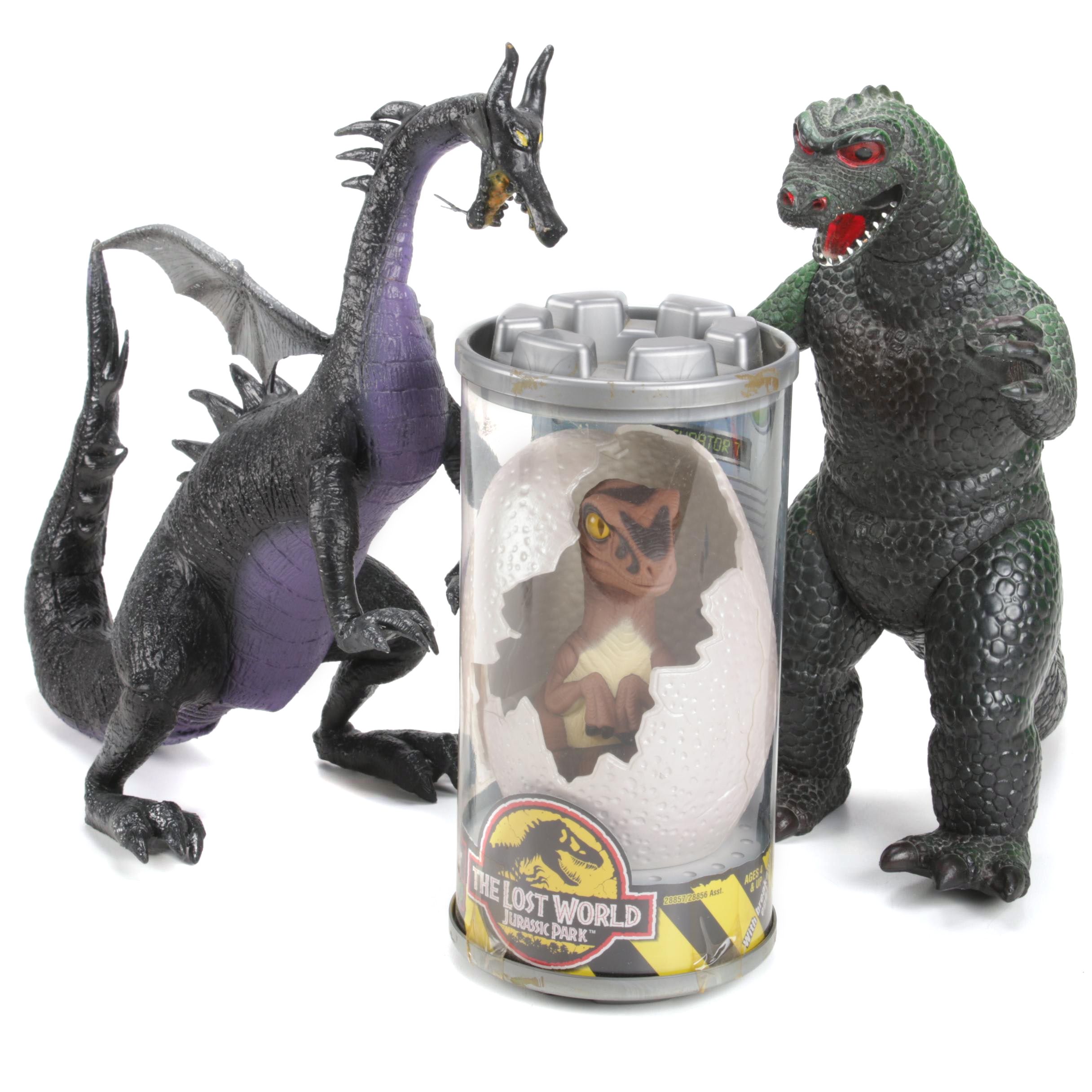 Godzilla, Maleficent Dragon and Jurassic Park Action Figurines