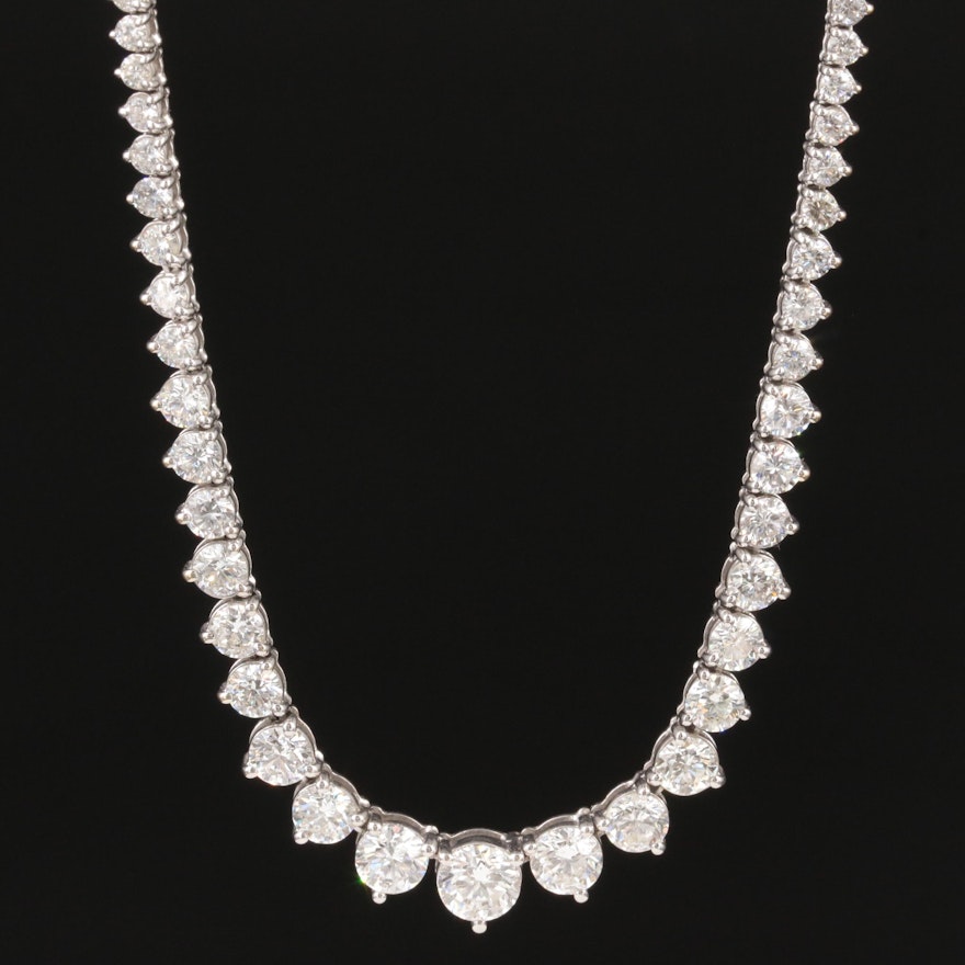 18K White Gold 10.67 CTW Diamond Riviera Necklace