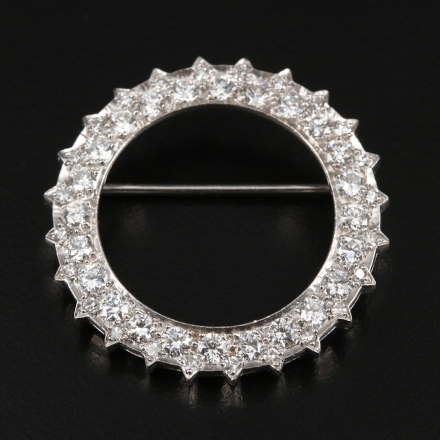 Platinum 1.74 CTW Diamond Circle Brooch