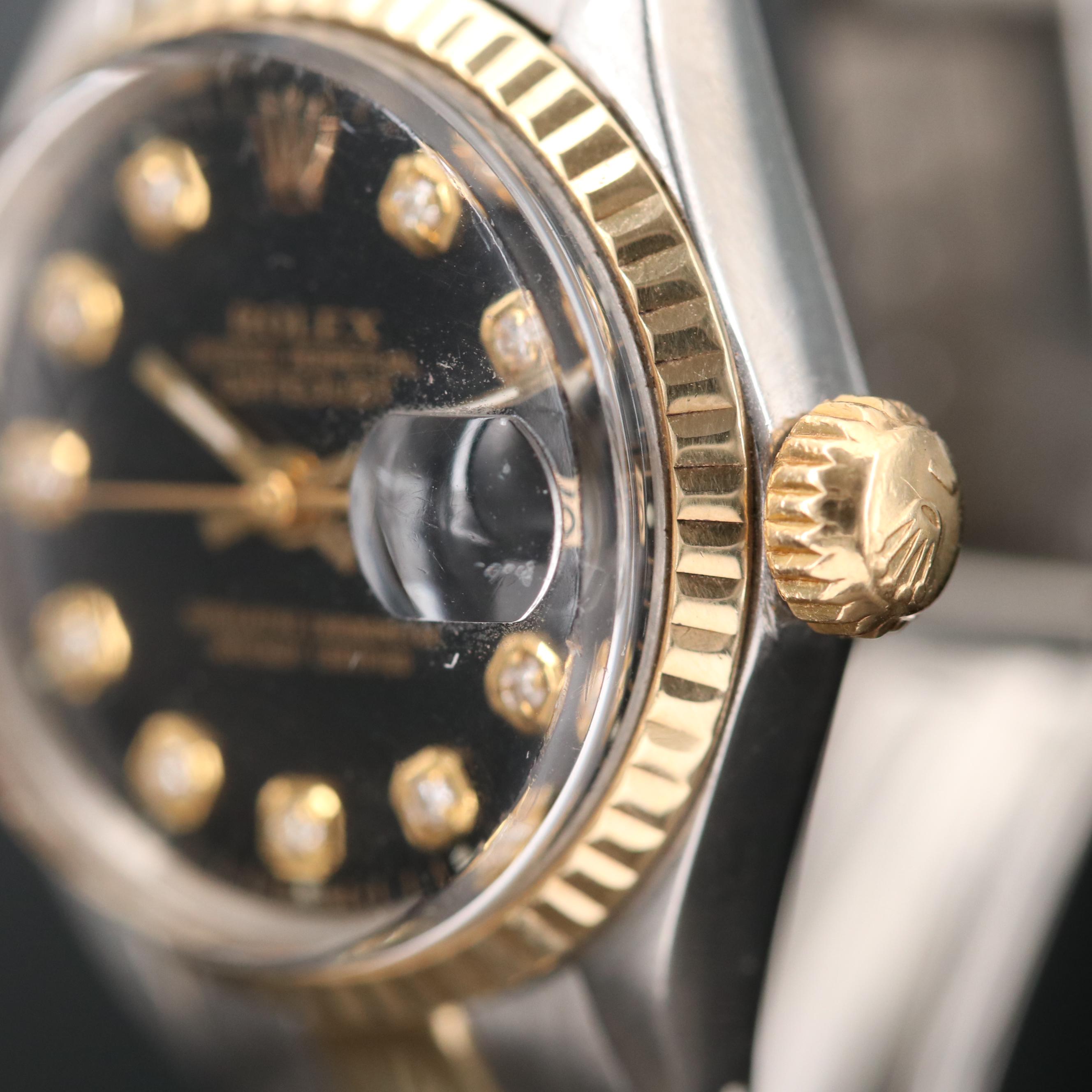 Rolex Datejust 18K Gold and Stainless Steel With Diamond Dial Watch, 1966