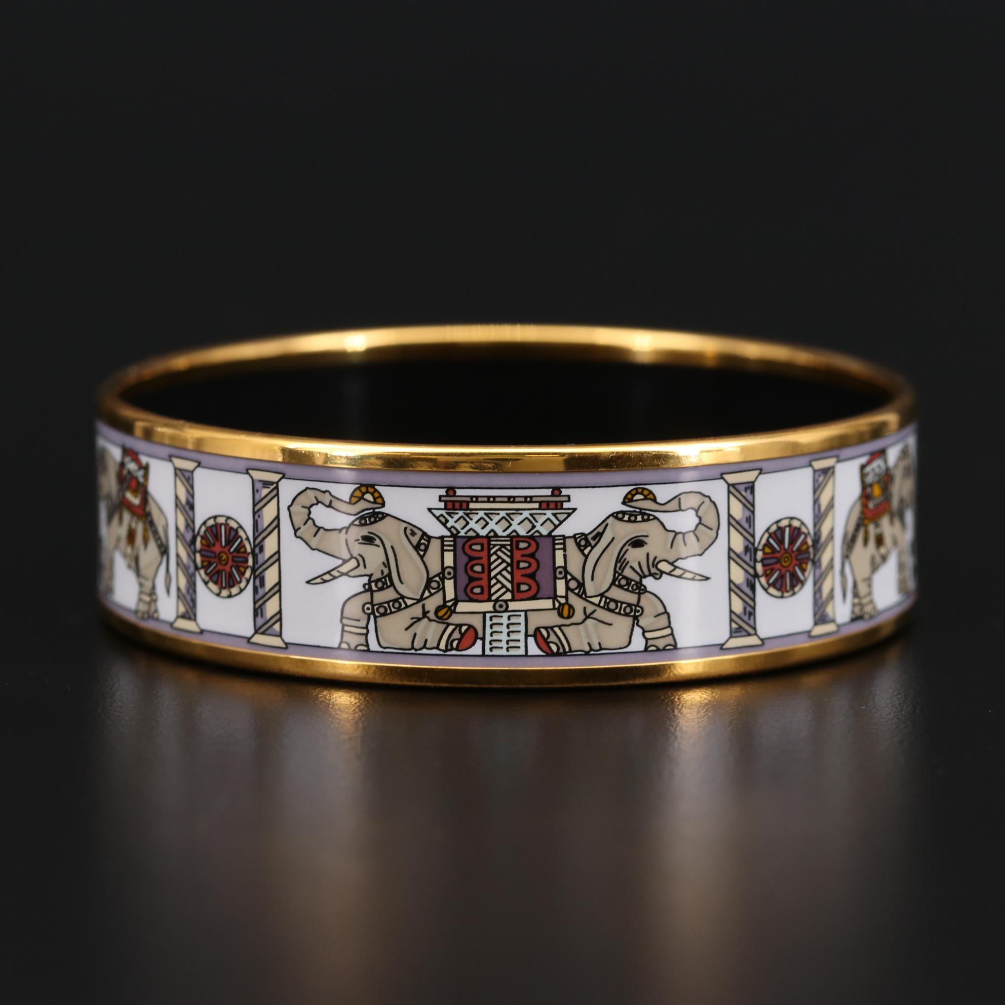 Hermès Vintage Enamel Elephant Bangle Bracelet