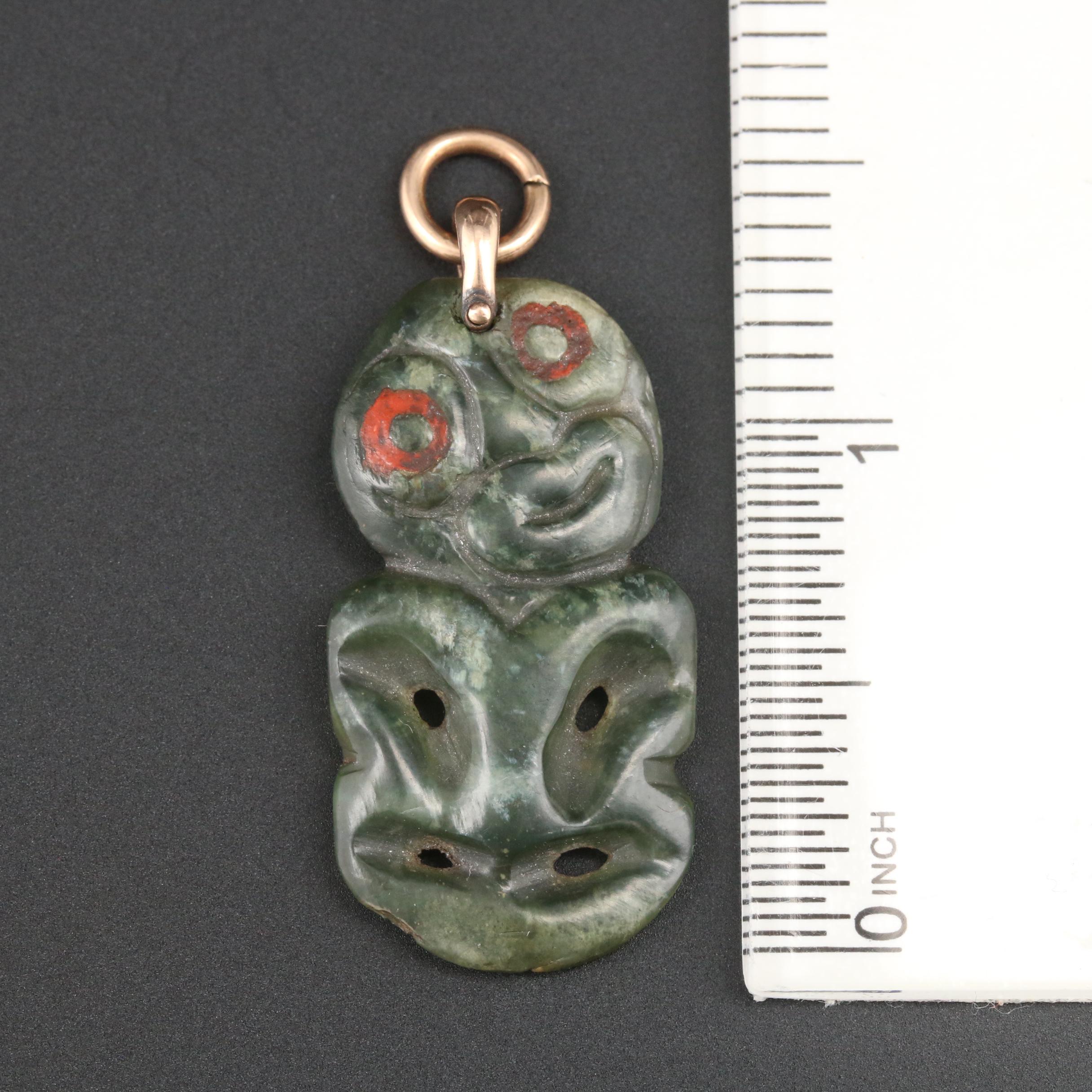 Antique Maori Pounamu Tiki Pendant, 19th Century