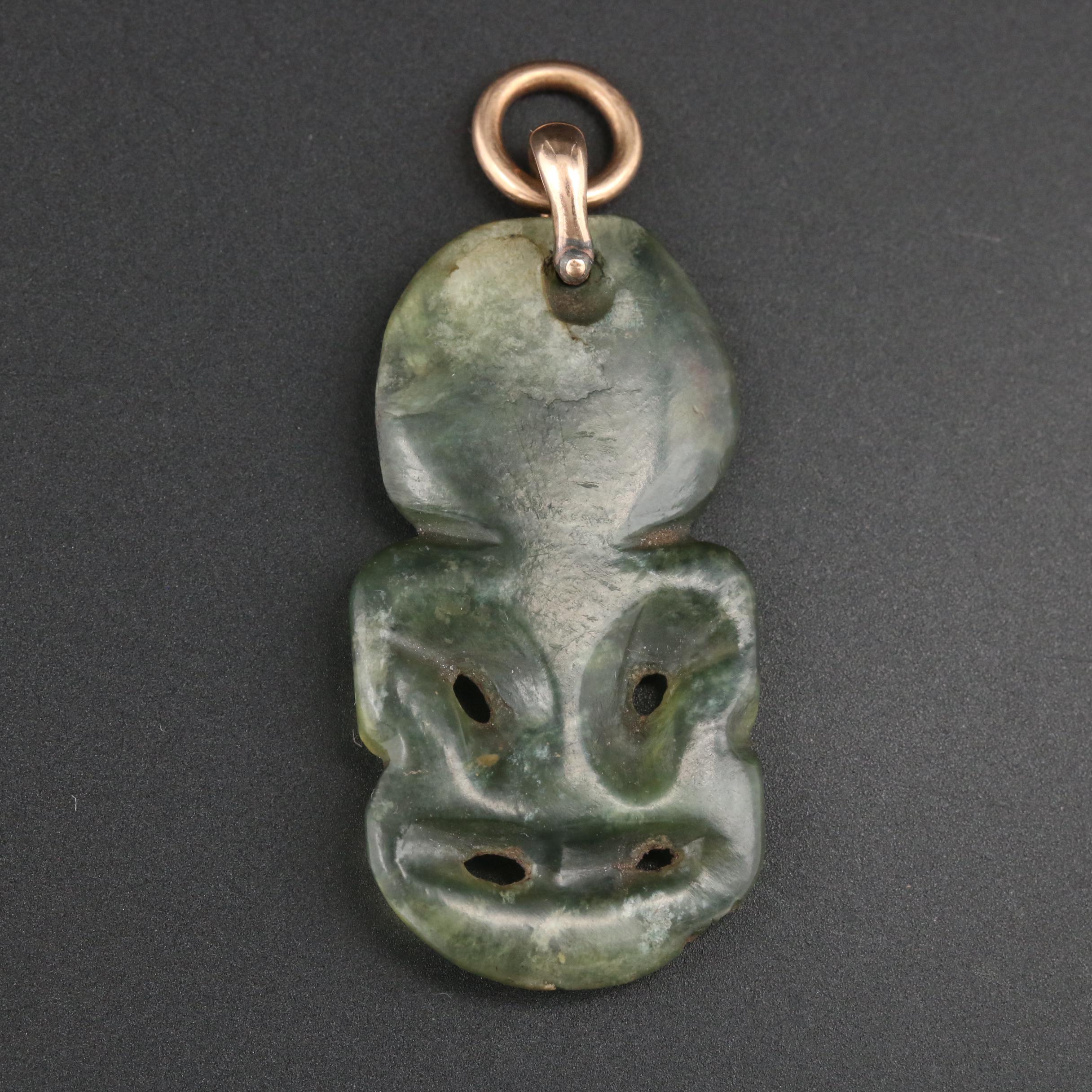 Antique Maori Pounamu Tiki Pendant, 19th Century