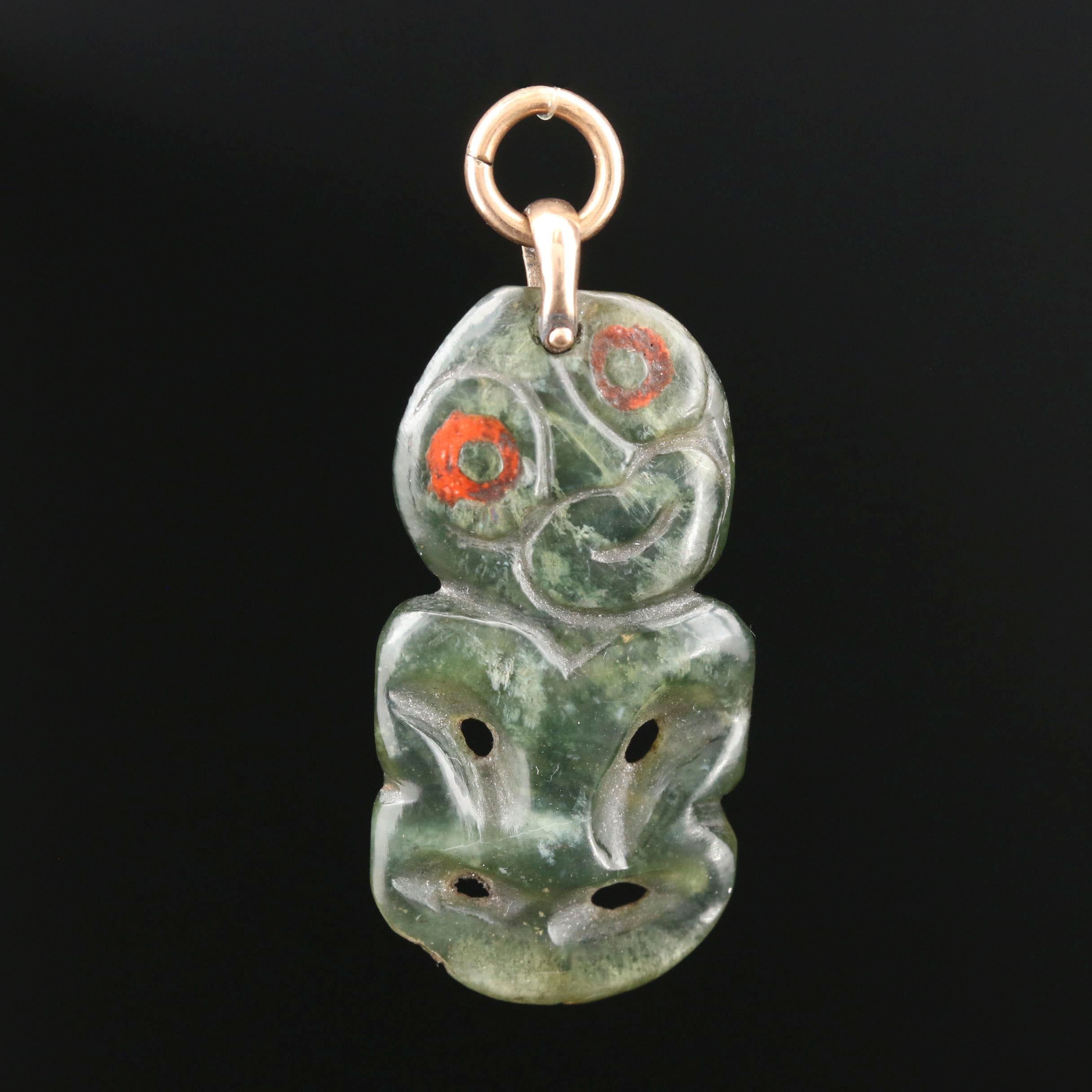 Antique Maori Pounamu Tiki Pendant, 19th Century