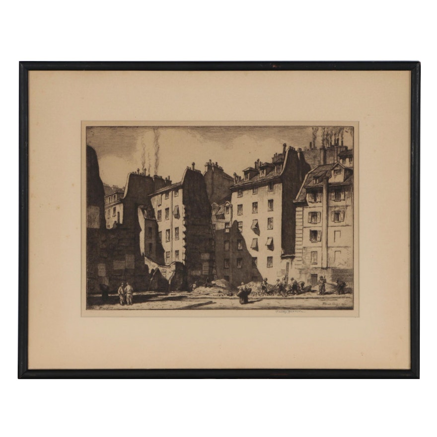 Stanley Anderson Etching "Paris Tenements", 1915