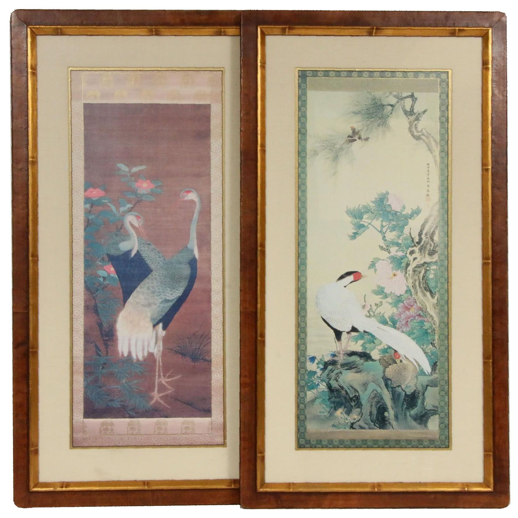 Allan Wingfield Interiors Chinese Style Offset Lithographs of Cranes