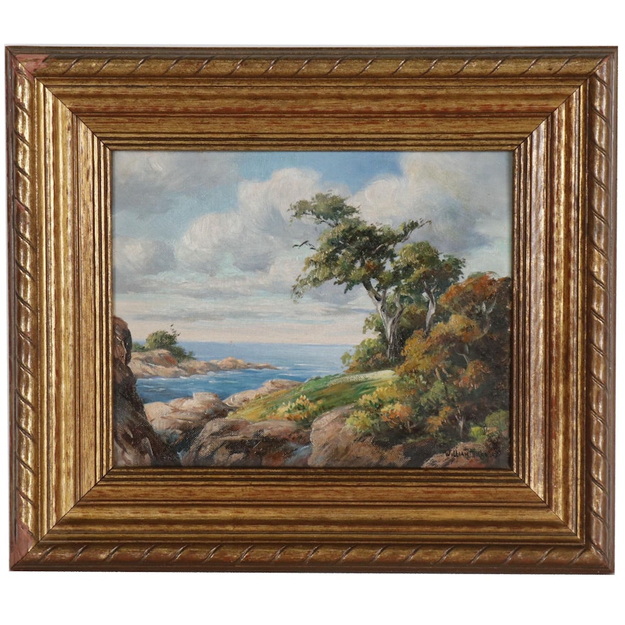 William Bradley Cliffside View Oil Painting