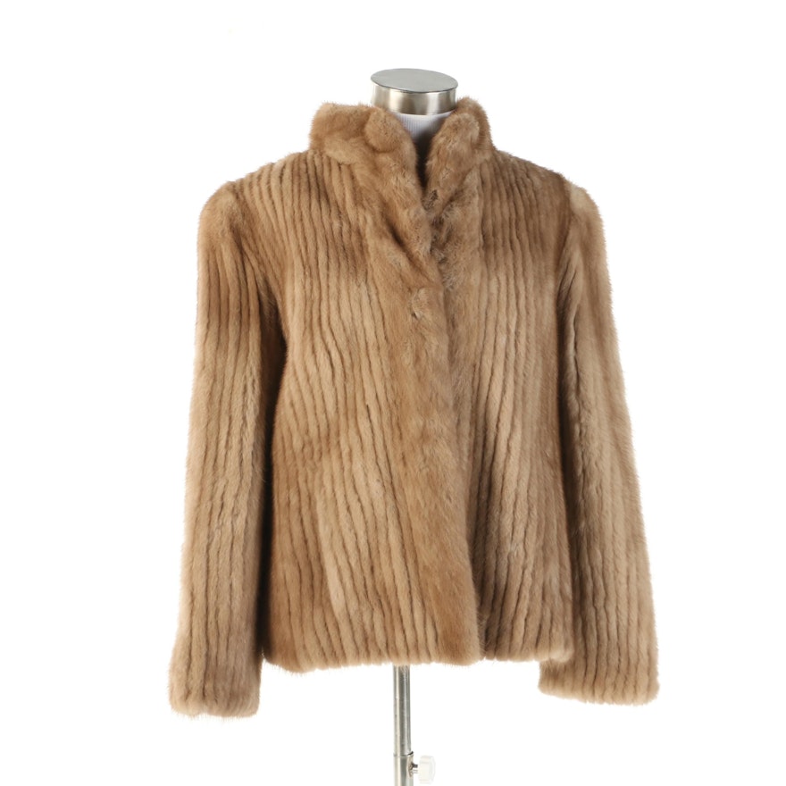 Light Brown Corded Mink Fur Jacket