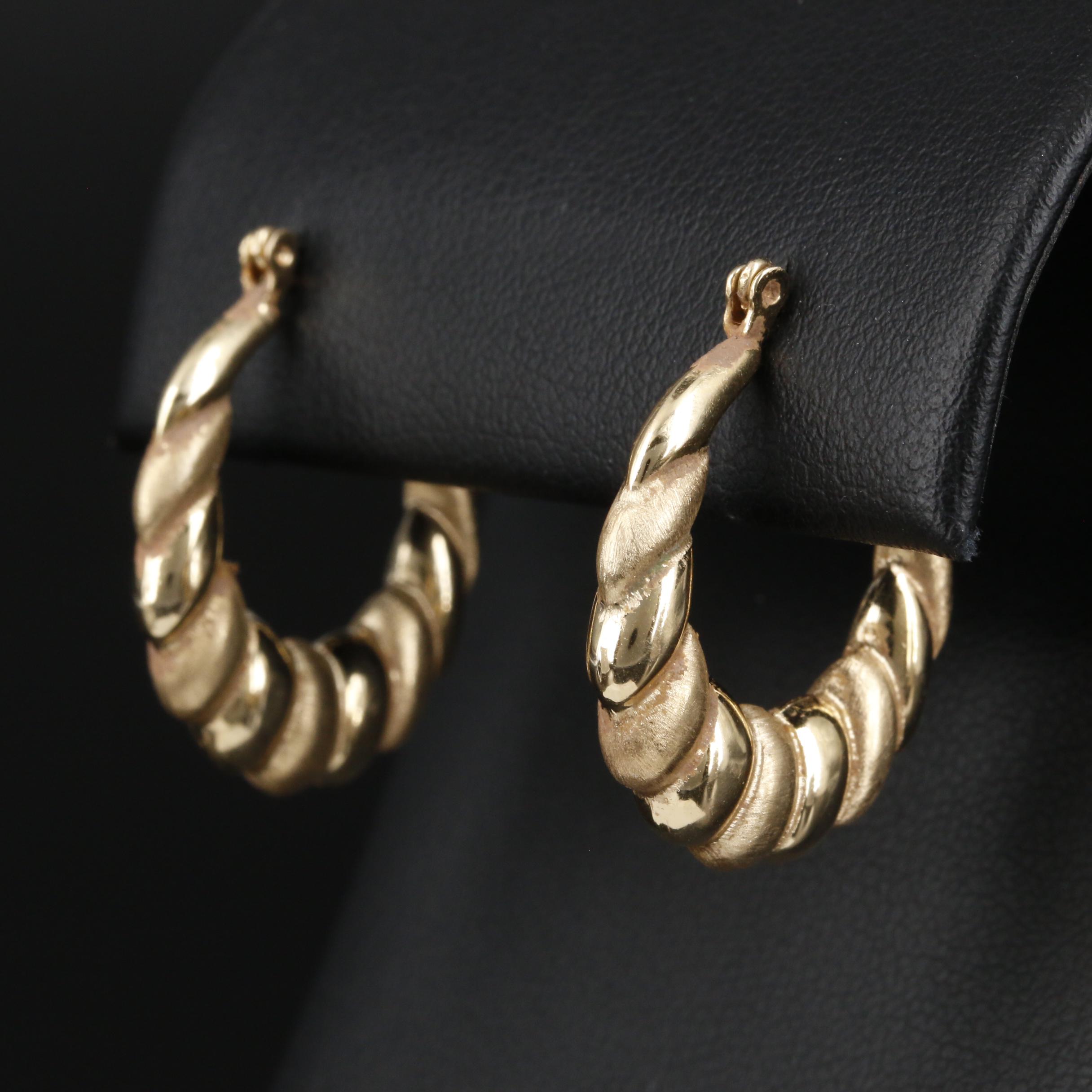 14K Yellow Gold Shrimp Hoop Earrings