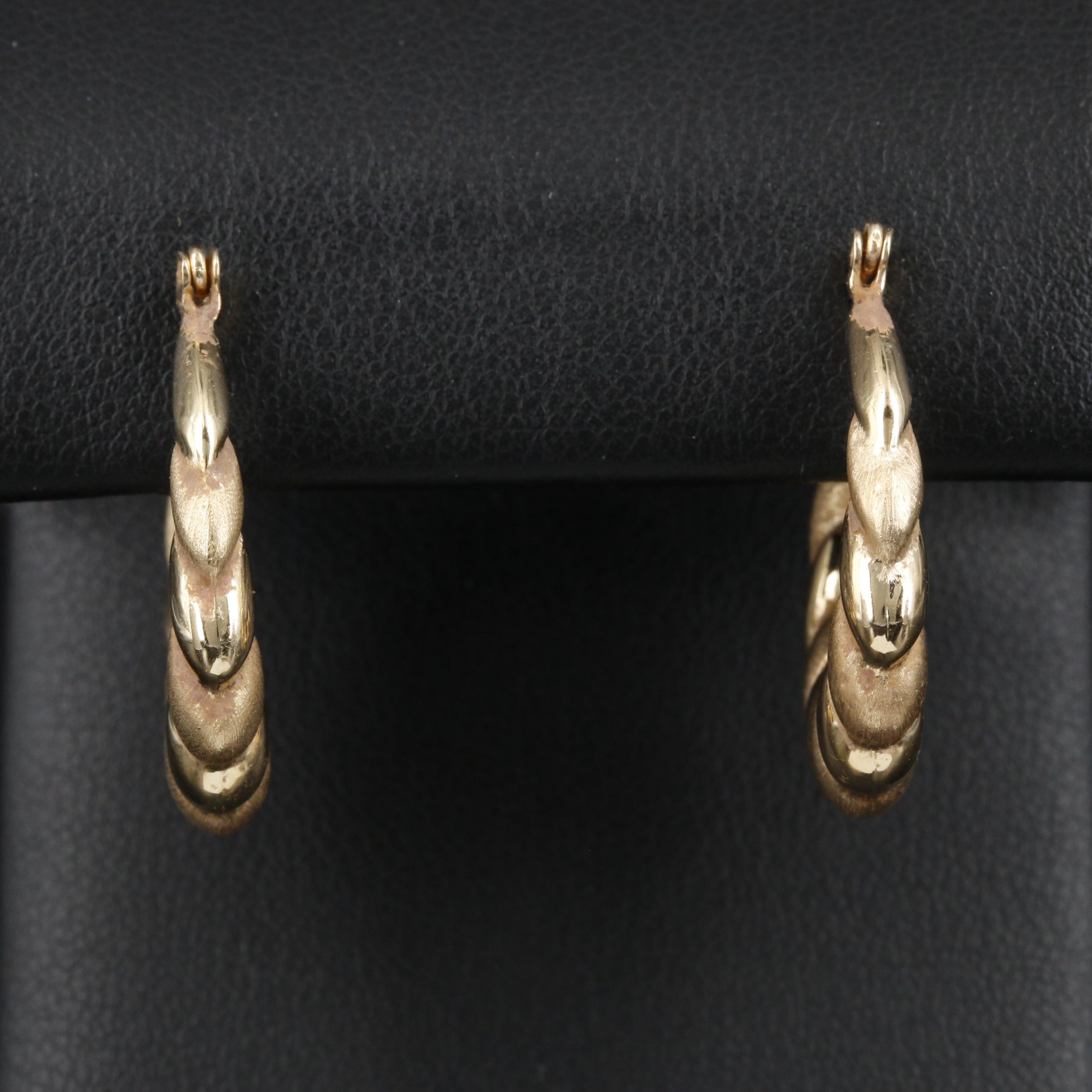 14K Yellow Gold Shrimp Hoop Earrings