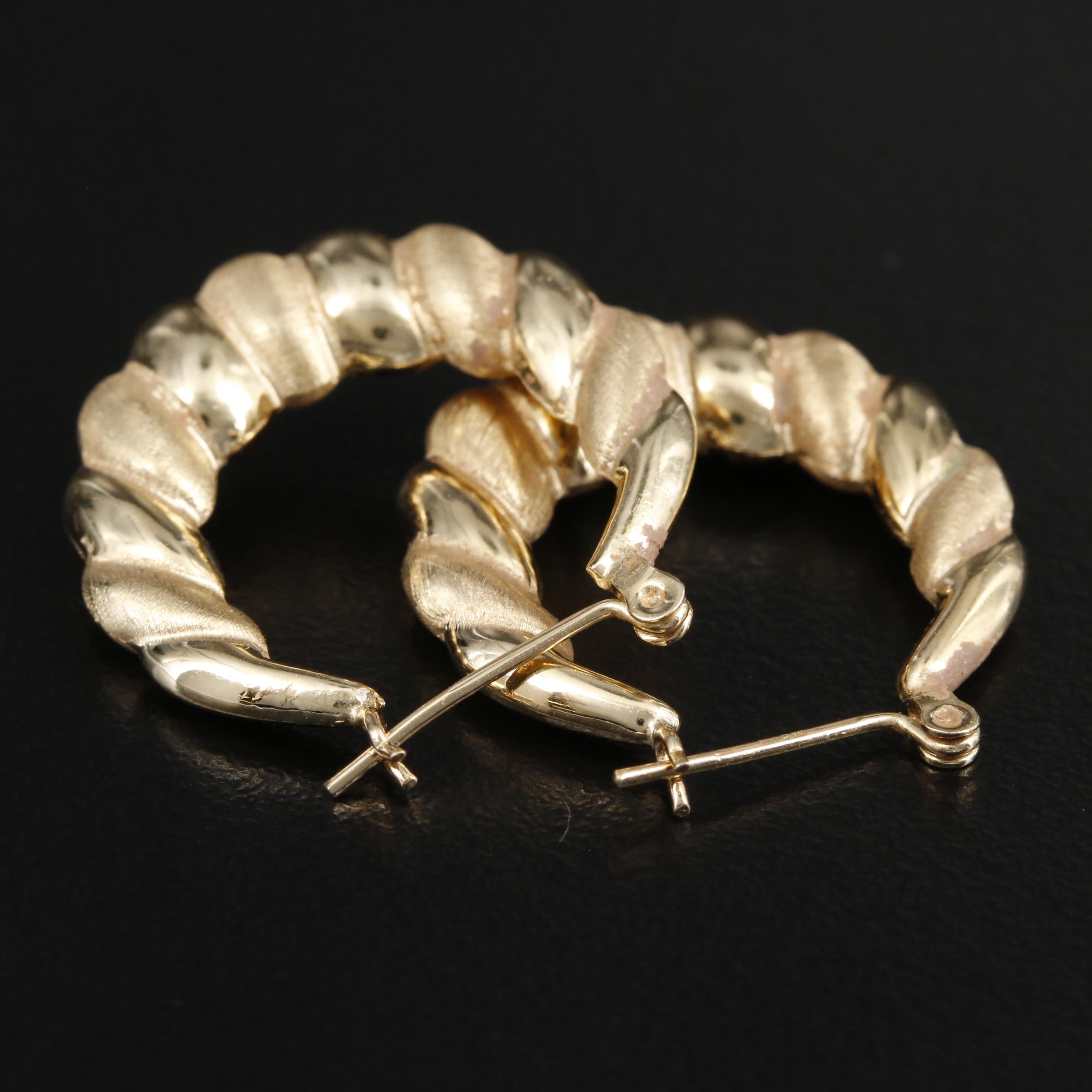 14K Yellow Gold Shrimp Hoop Earrings