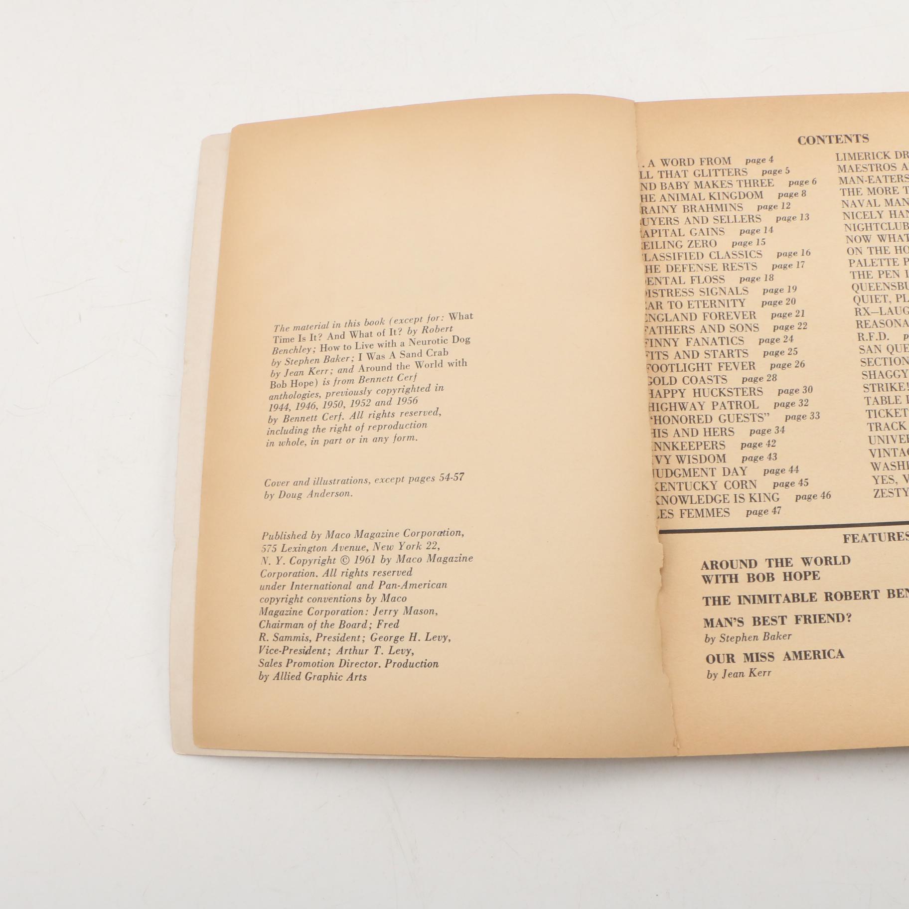 1961 "Bennett Cerf's New Laughs" and Other Humor Paperback Books