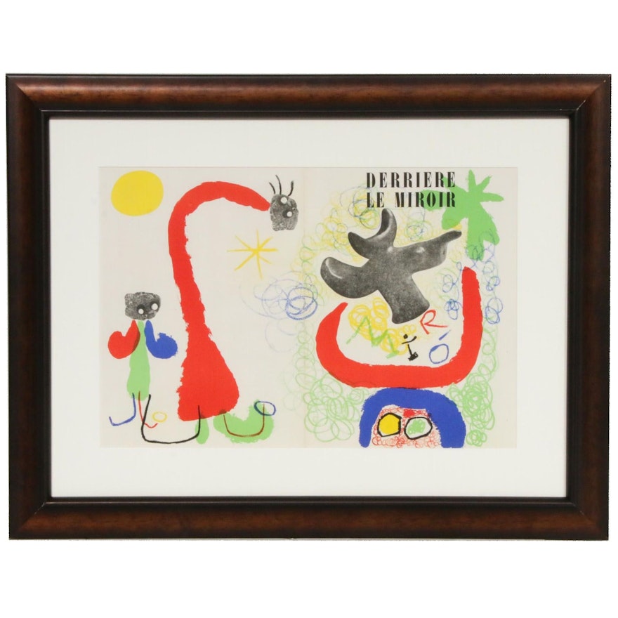 Joan Miró Double-Page Cover Color Lithograph for "Derrière le Miroir," 1950