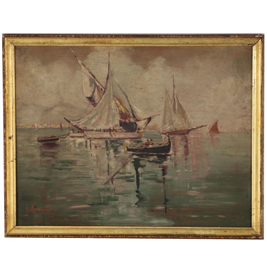 Nautical Oil Painting, Early 20th Century