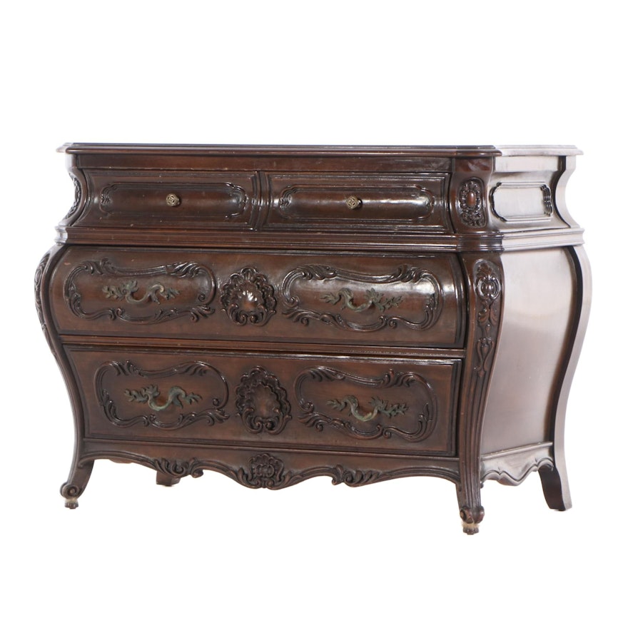 Louis XV Style Rococo Carved Bombe Chest, Mid to Late 20th Century