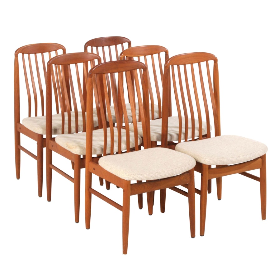 Six Benny Linden Danish Modern Teak Dining Chairs