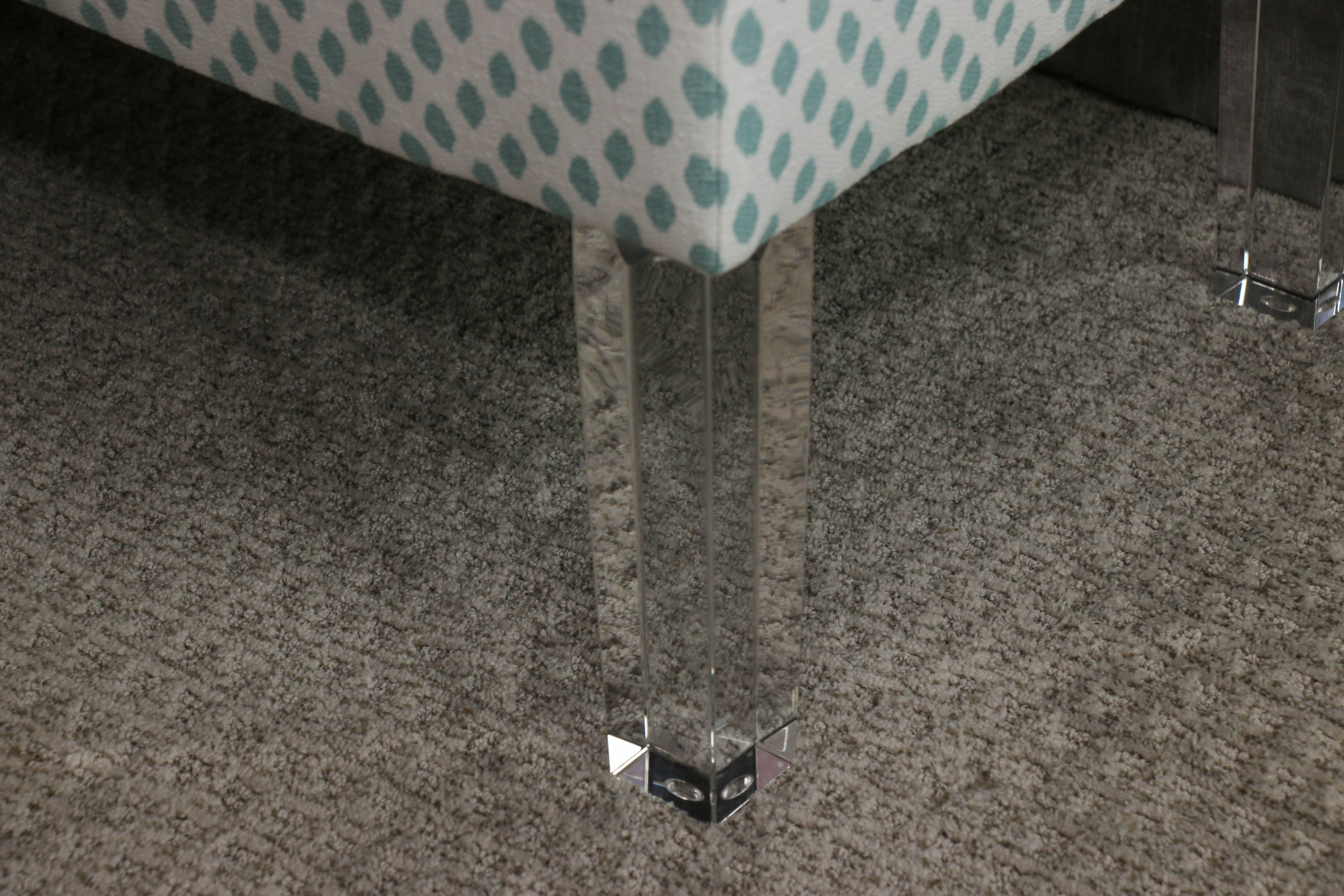 Upholstered Storage Bench on Raised Acrylic Legs, Contemporary