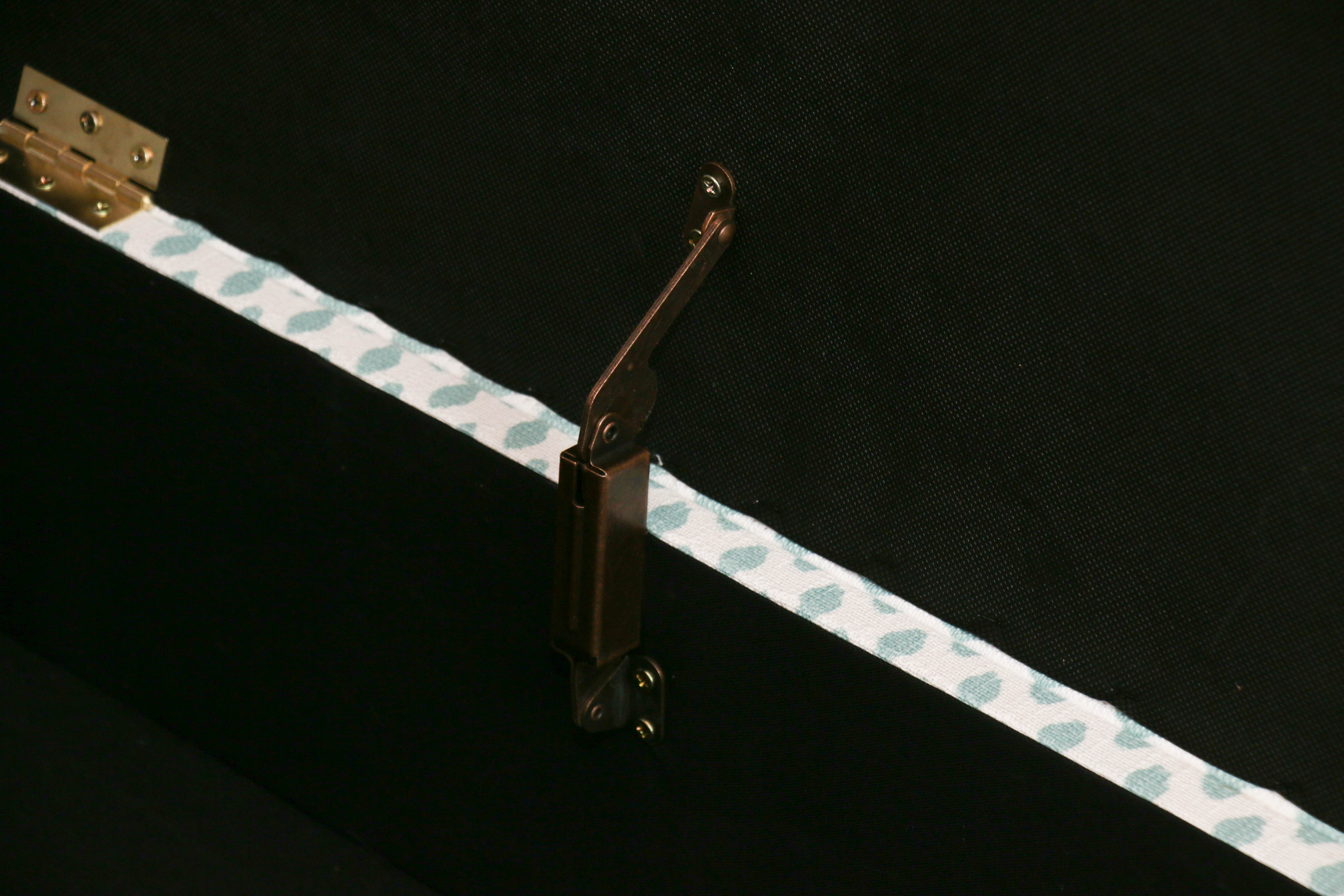 Upholstered Storage Bench on Raised Acrylic Legs, Contemporary