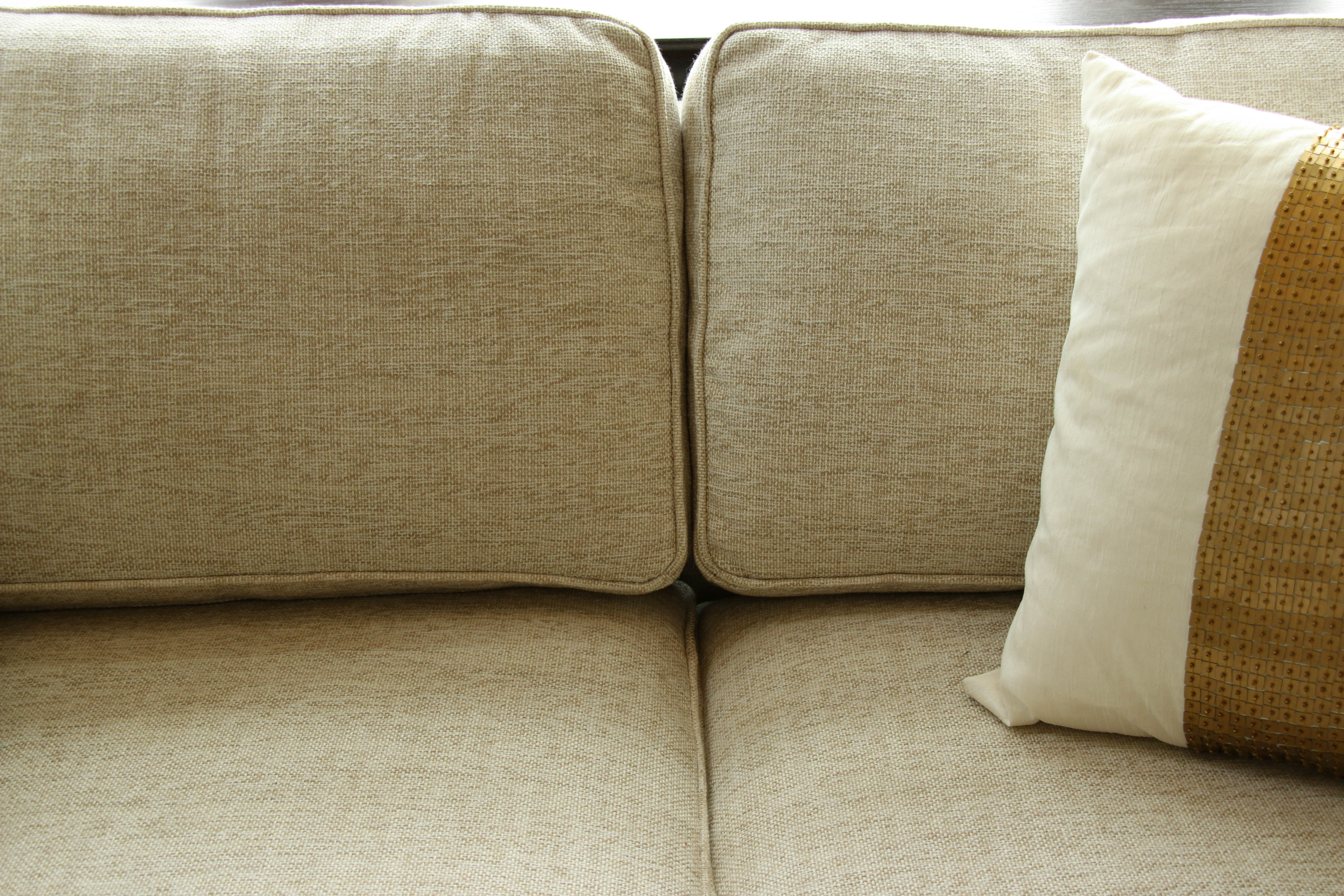 Rowe Furniture Woven Upholstered Sofa and Decorative Pillows