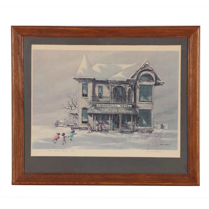 Robert Fabe Offset Lithograph "New Years Day"