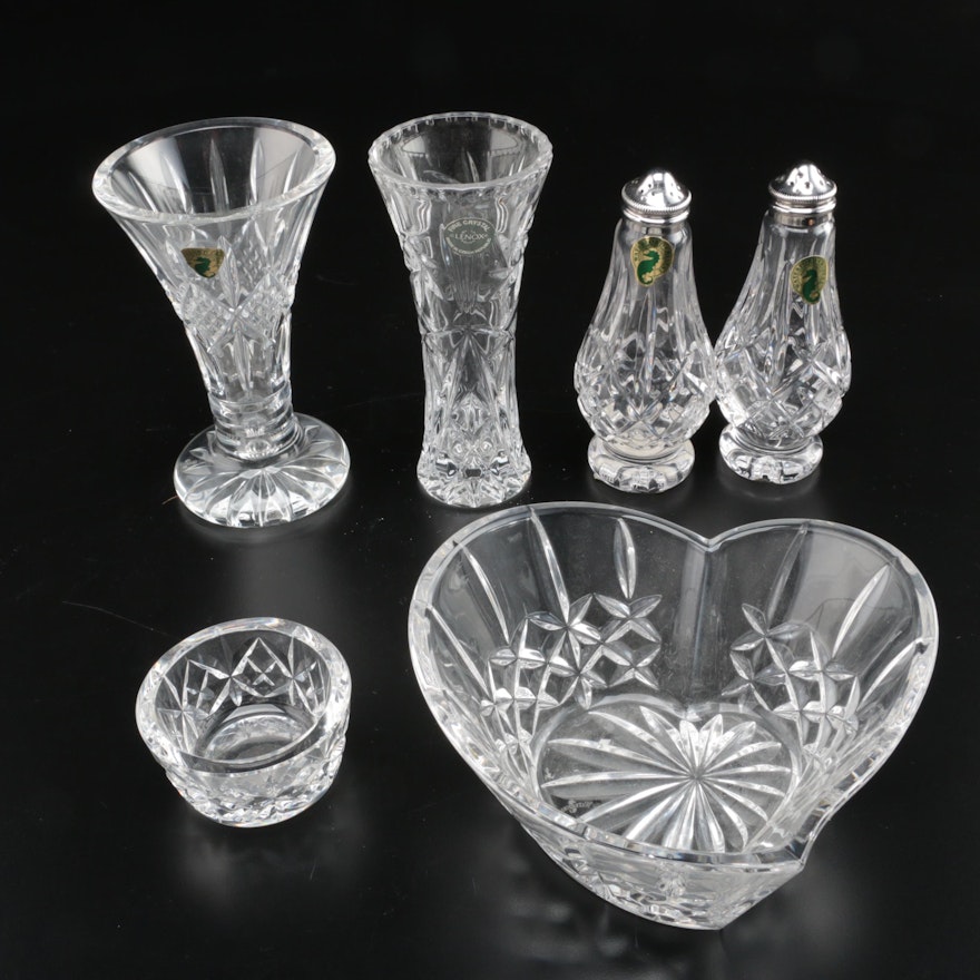 Waterford Crystal Vases and Tableware Including "Sweetheart" Candy Bowl