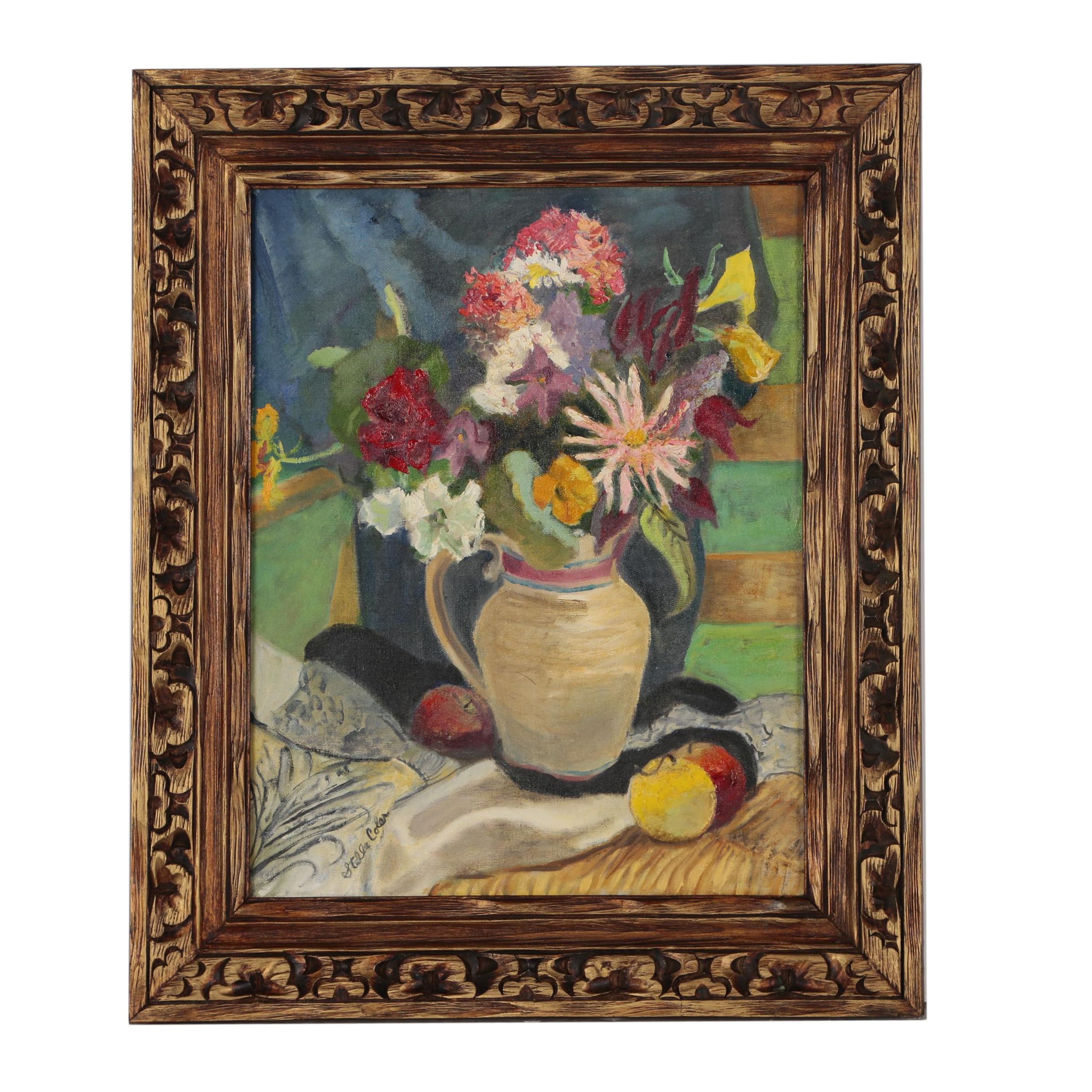 Stella Coler Oil Painting "From an English Garden", 1971