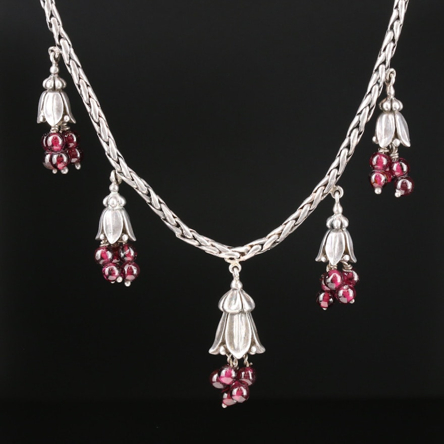 Sterling Silver Rhodolite Toggle Necklace