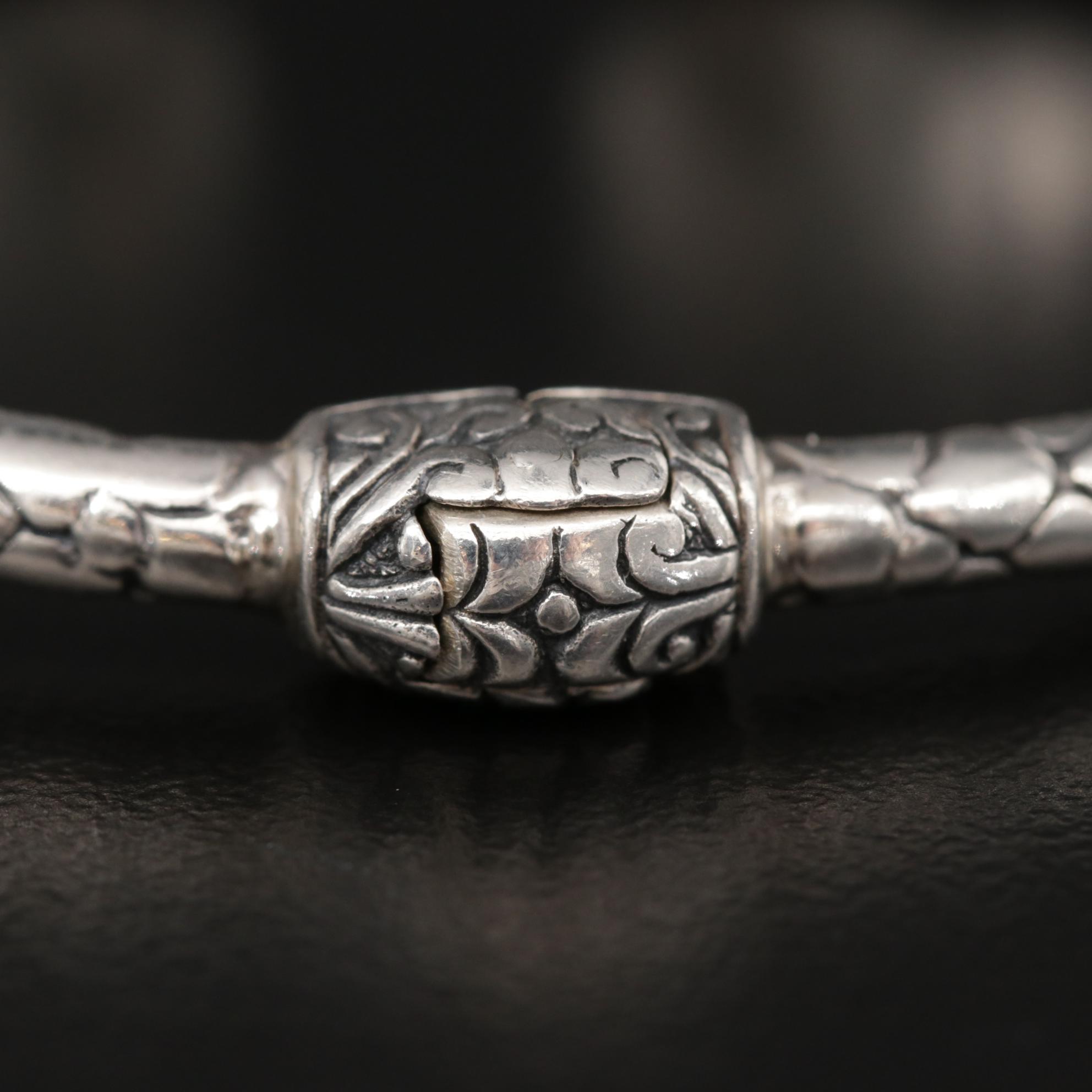 Bali Style Sterling Silver Labradorite Cuff Bracelet With 18K Gold Accents