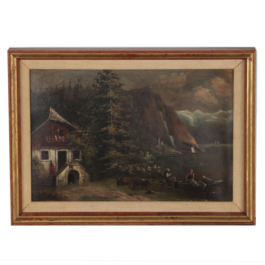 Continental European Landscape Oil Painting, Late 19th to Early 20th Century