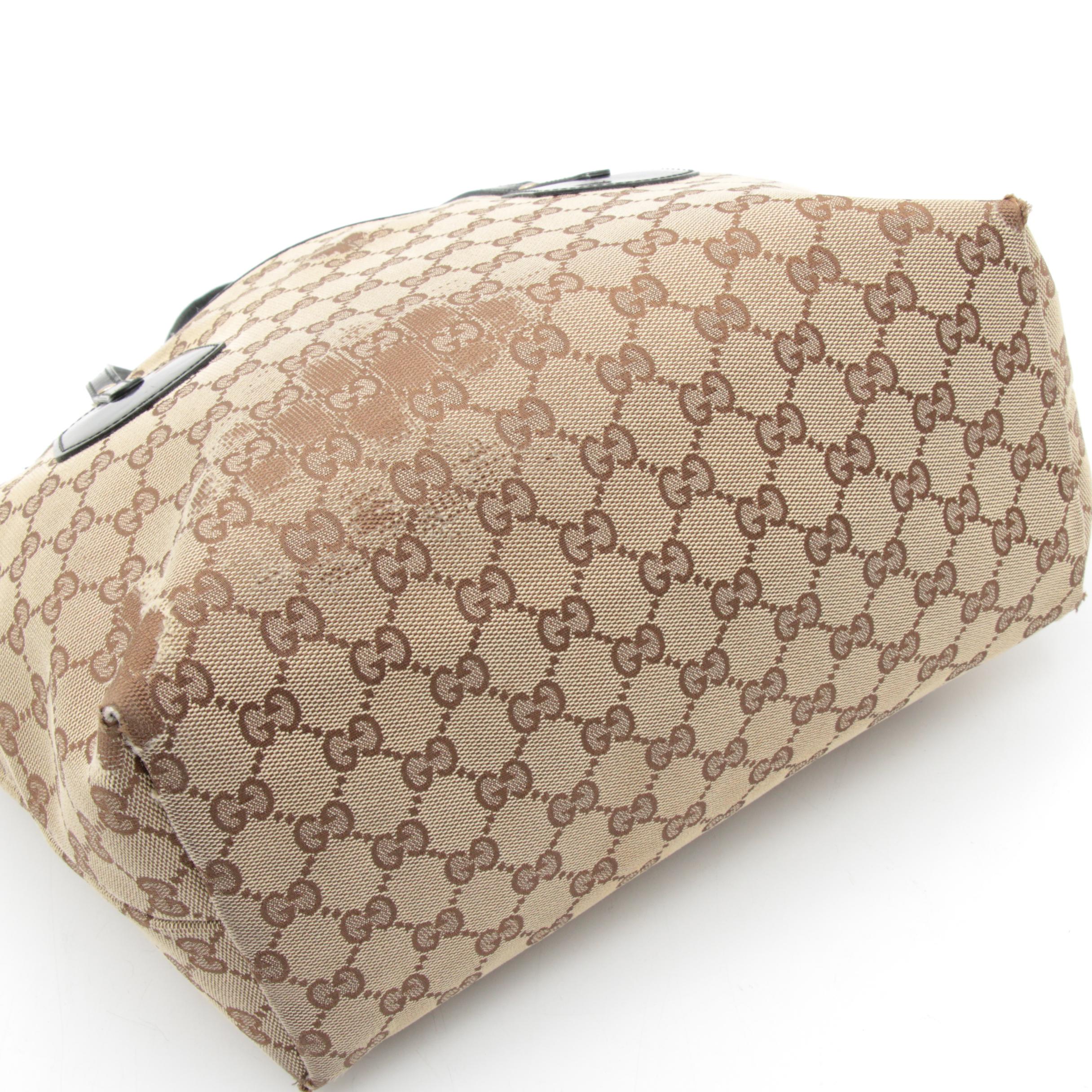 Gucci GG Supreme Canvas Tote Trimmed in Black Patent Leather, Vintage