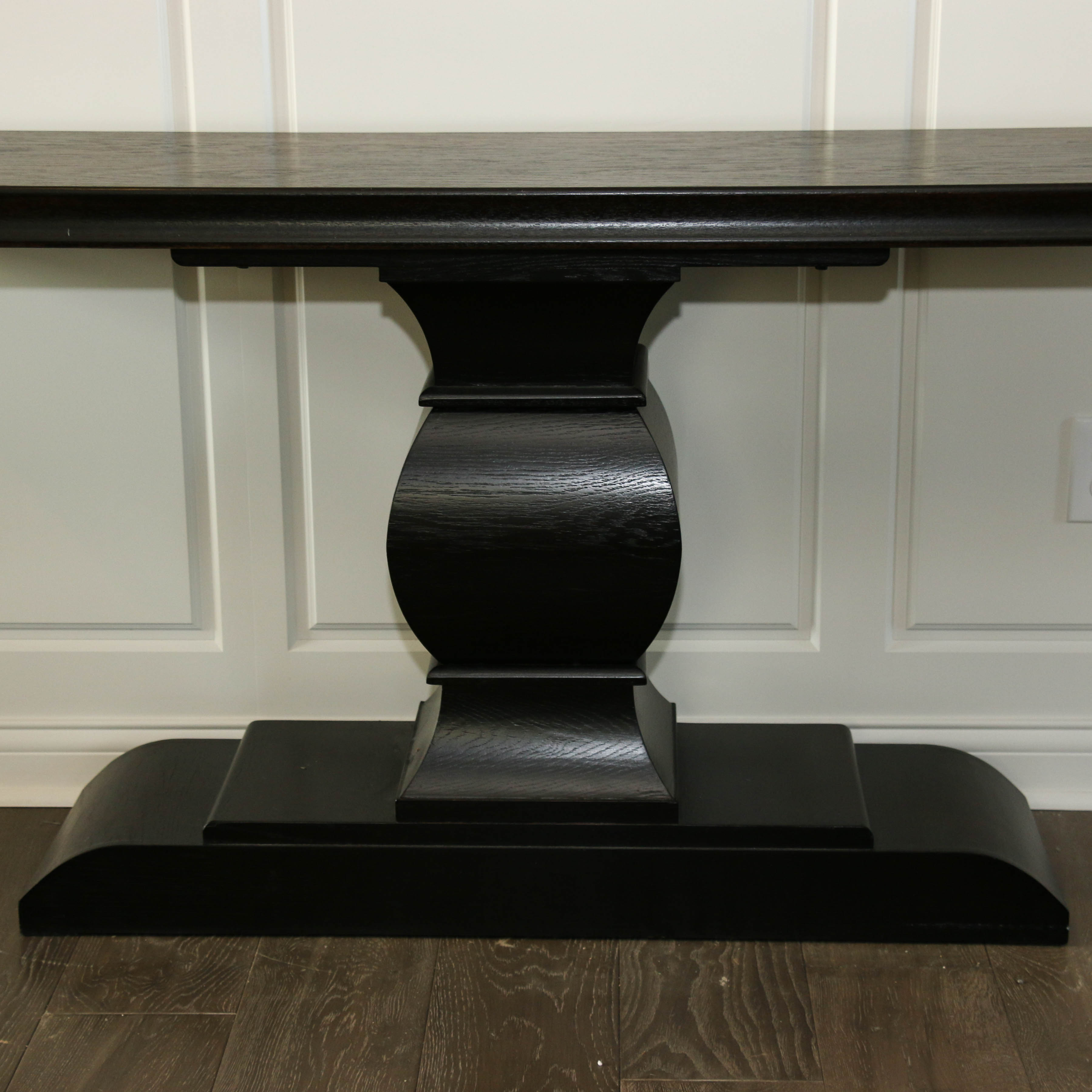 Pedestal Console Table in Dark Walnut Stain, Contemporary