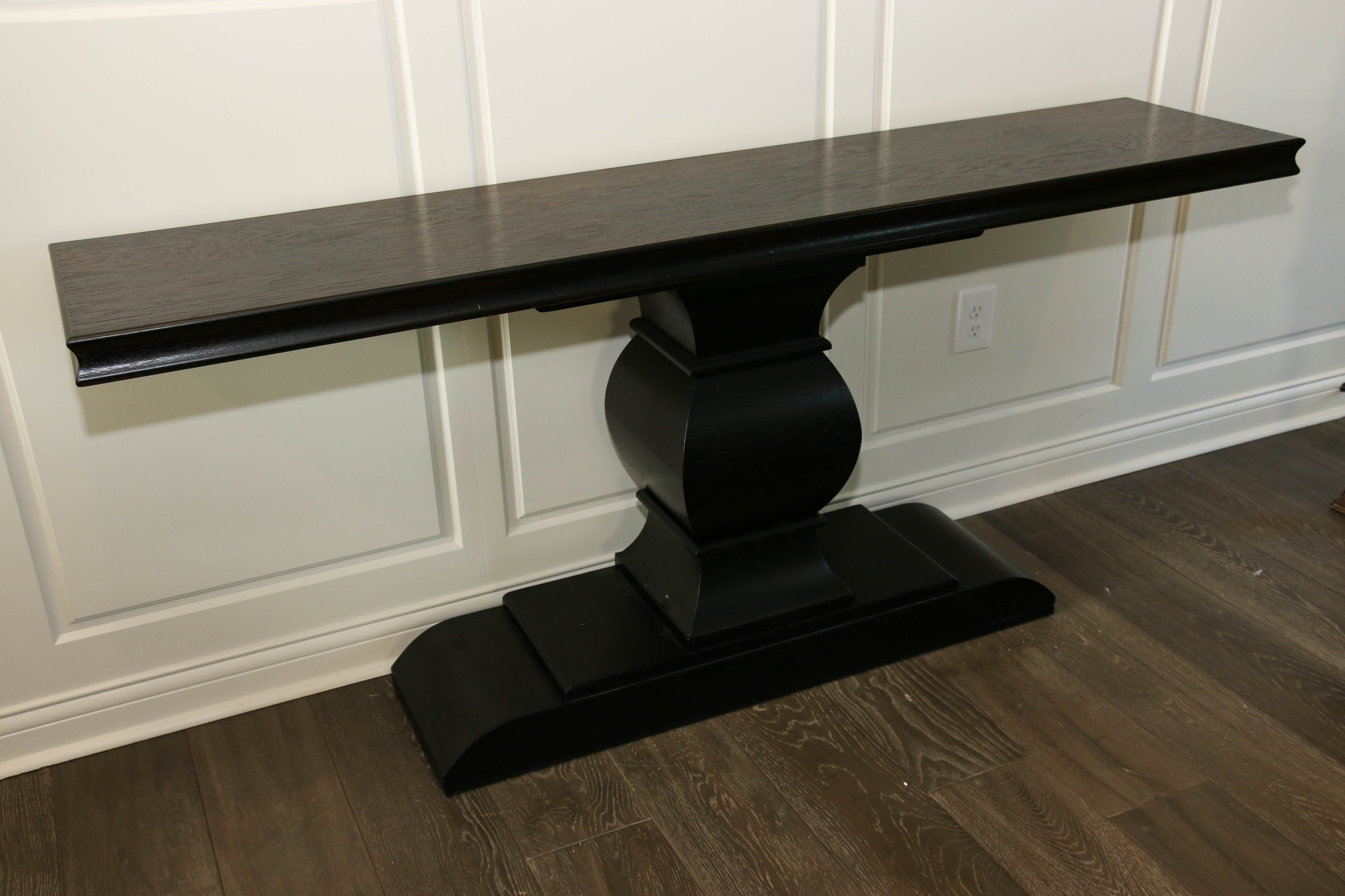 Pedestal Console Table in Dark Walnut Stain, Contemporary