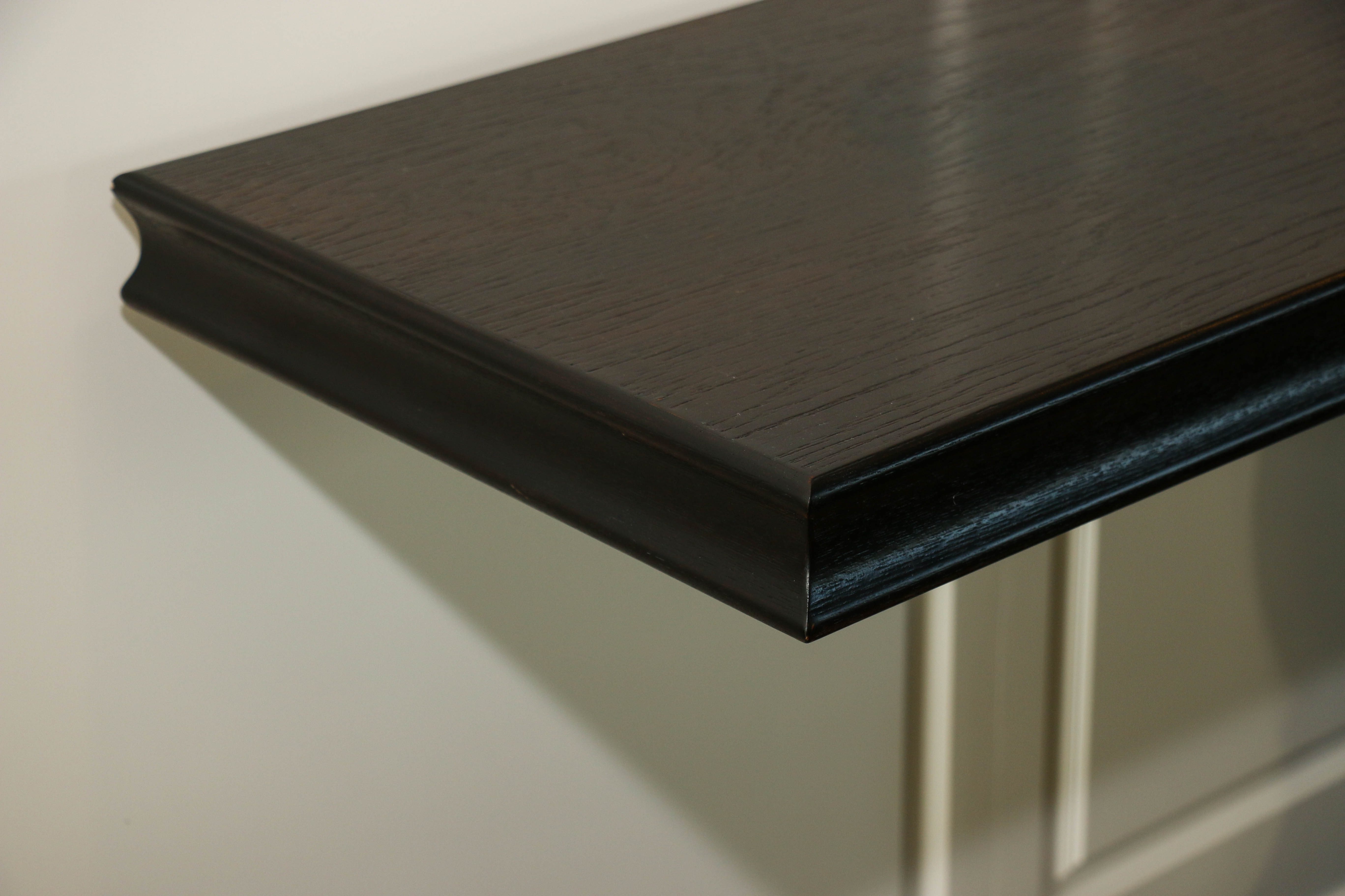 Pedestal Console Table in Dark Walnut Stain, Contemporary