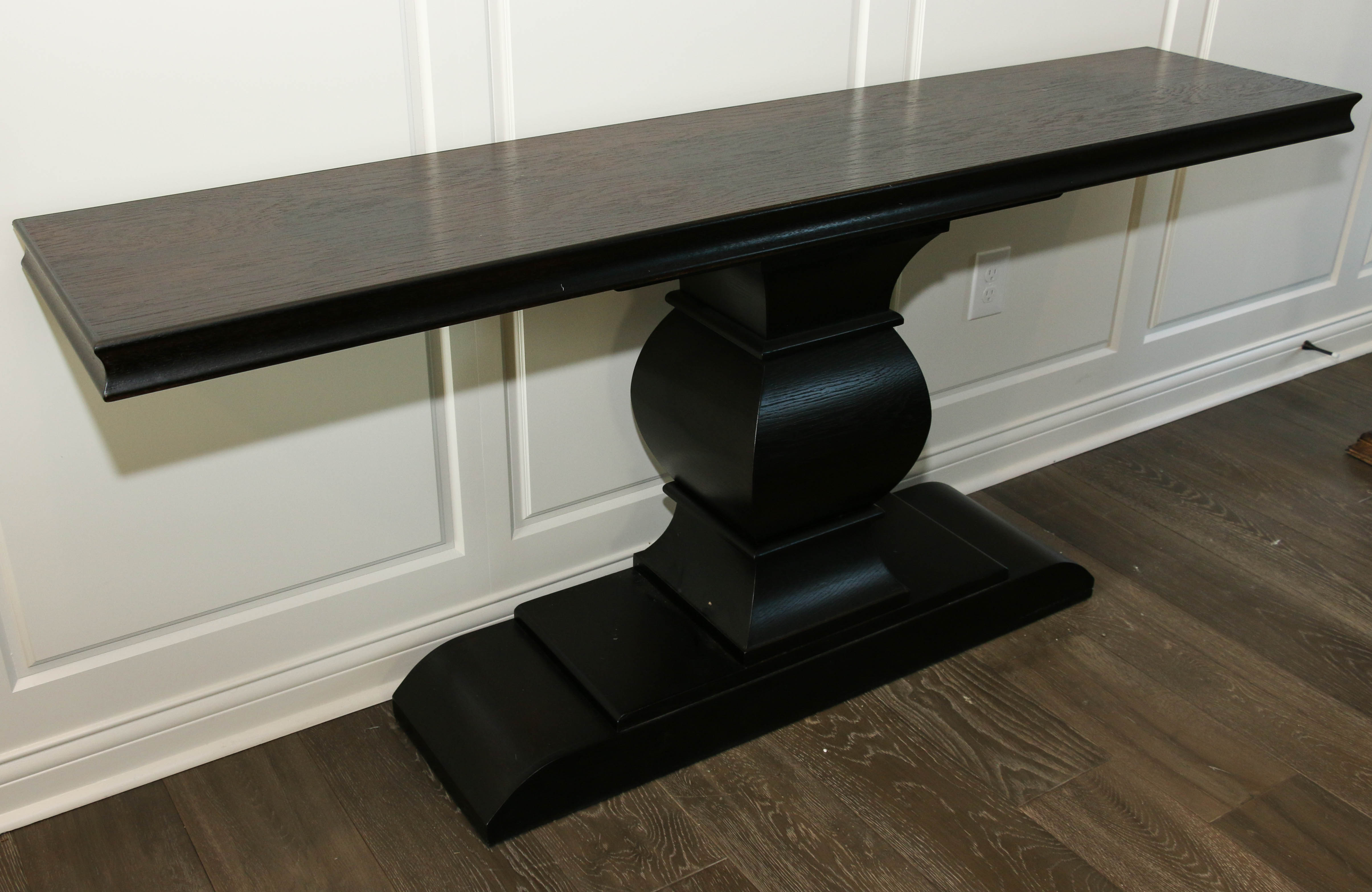 Pedestal Console Table in Dark Walnut Stain, Contemporary